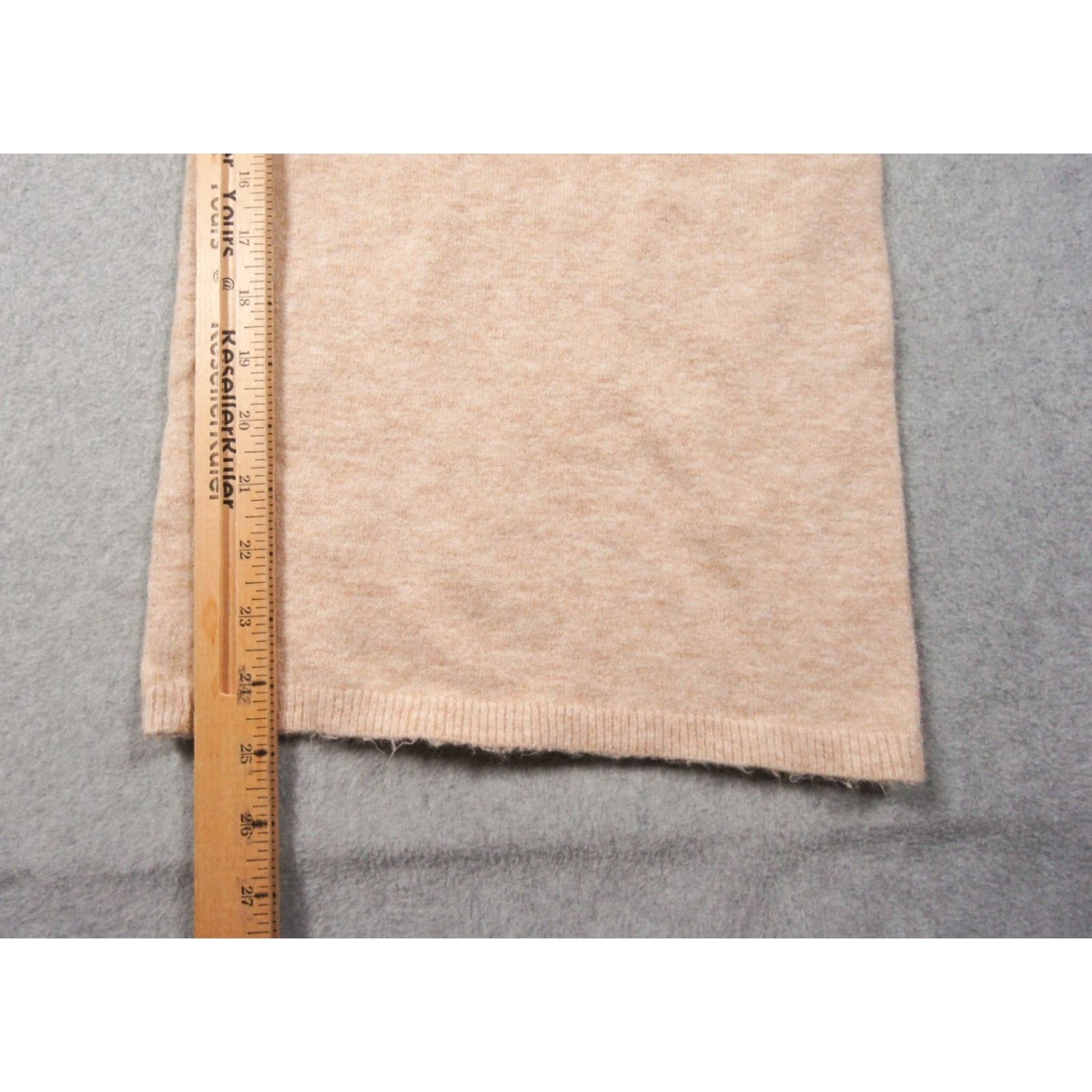 Vintage Jenni Kayne Pants Womens Large Beige Knit Wide-Leg Wool Cashmere Blend Casual Travel Size 36" / US 14 / IT 50 - 7 Thumbnail