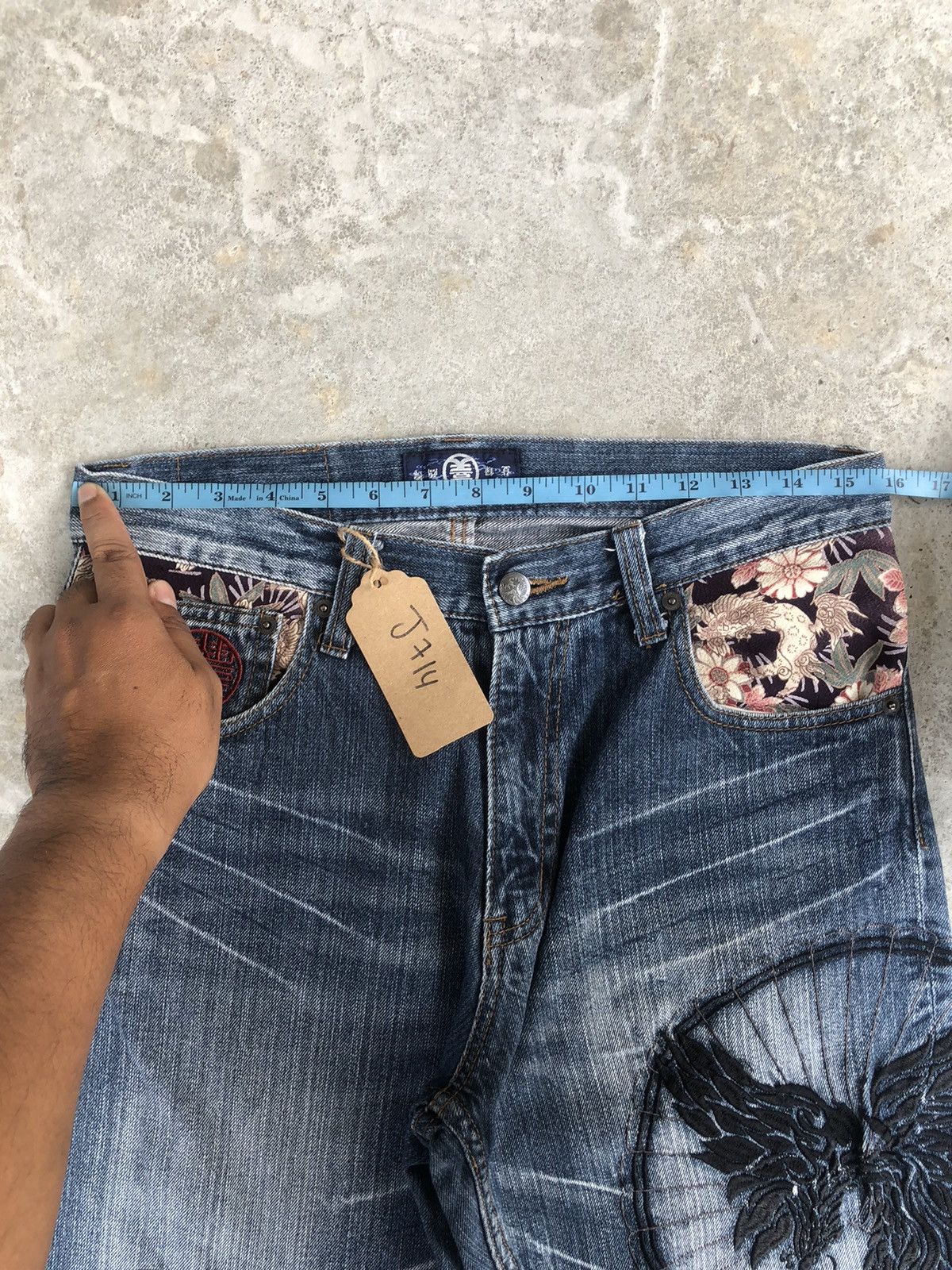 Japanese Brand Japanese Buden Dragon Embroidered Jeans Distressed Jeans Size US 31 - 17 Thumbnail
