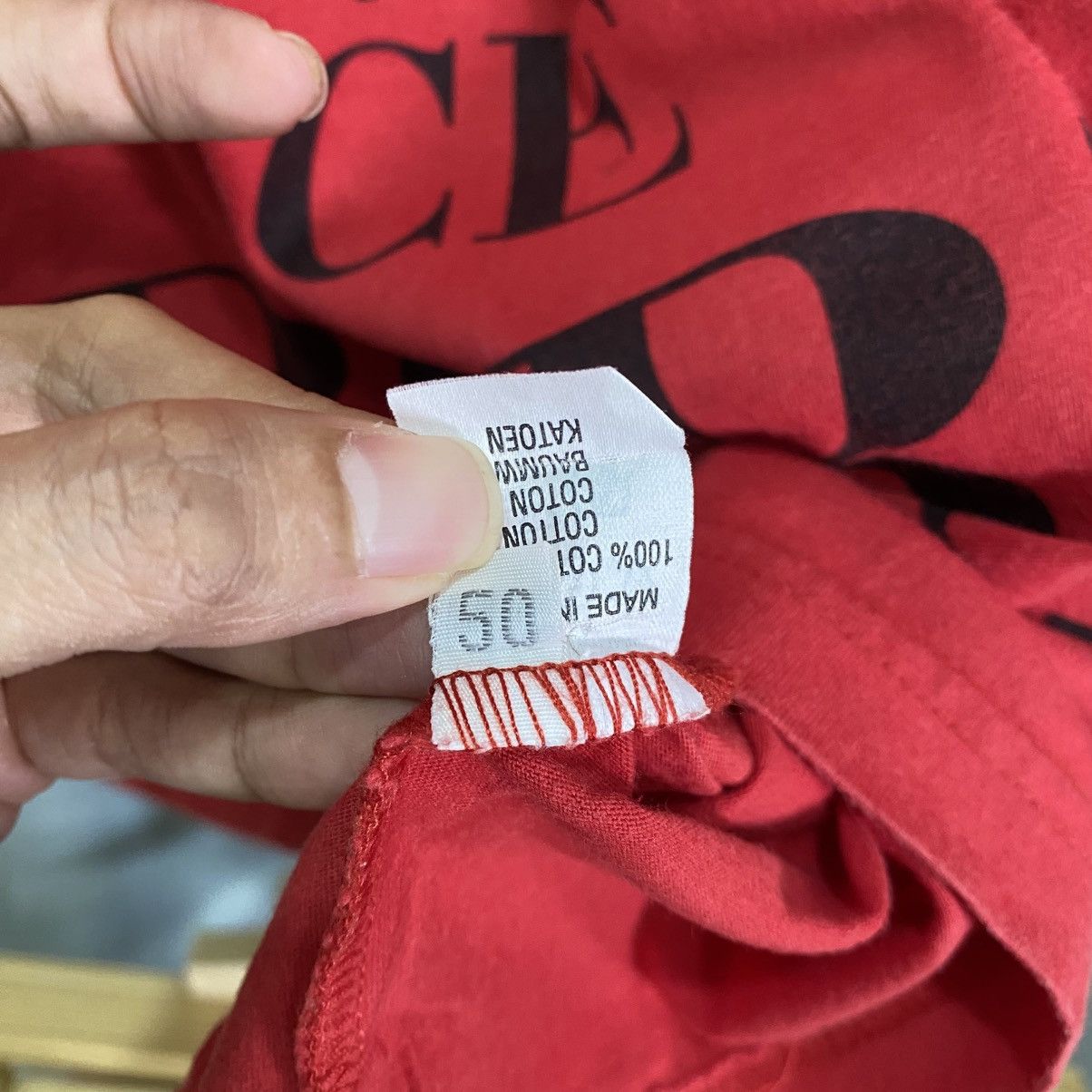 Versace Vintage 90s Versace Sport Spell-Out Logo T-Shirt - Red Size US L / EU 52-54 / 3 - 9 Thumbnail