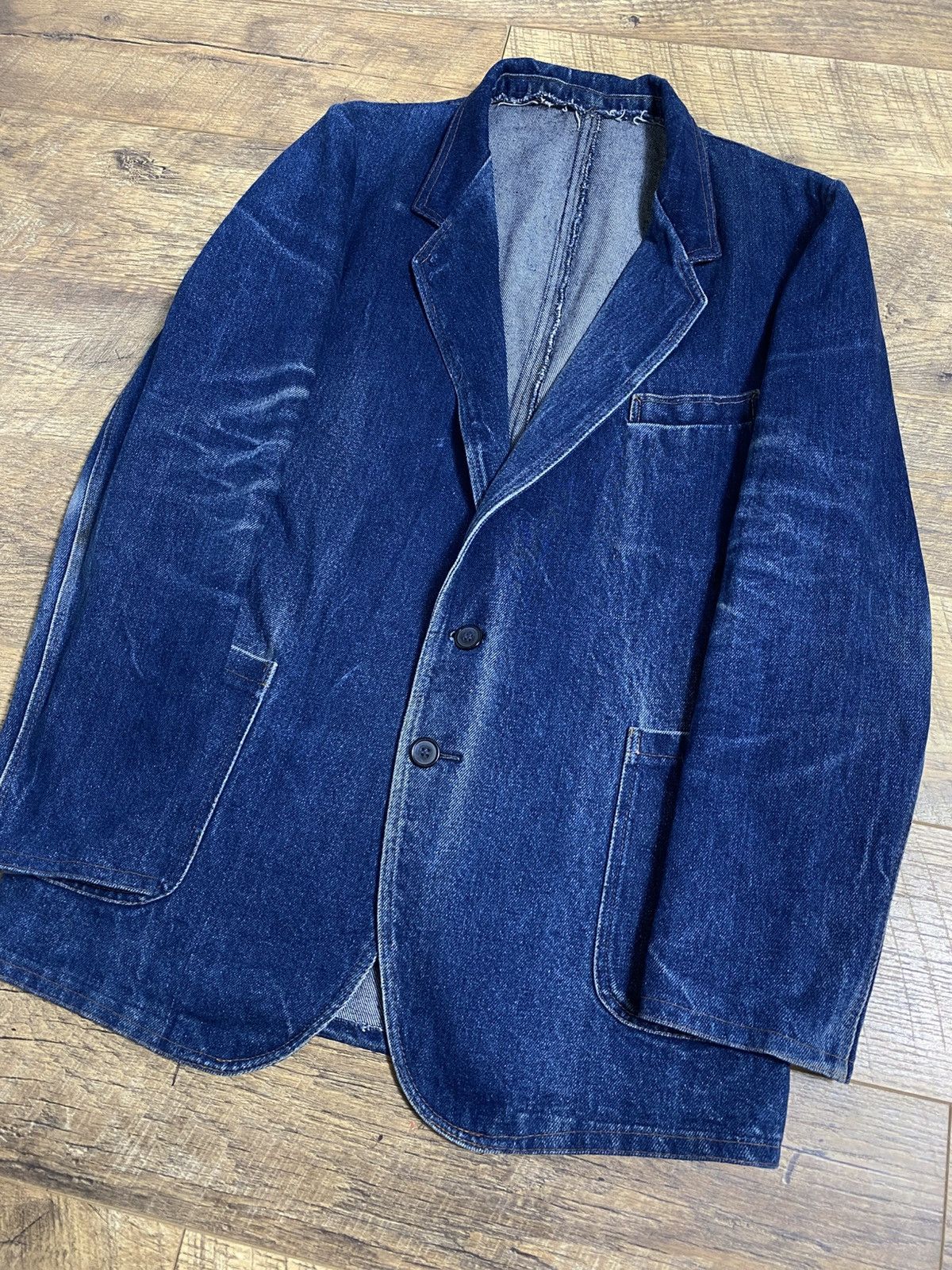 Vintage Vintage Prvi Maj Pirot Denim Blazer Yugoslavia Chore Coat Size 48L - 3 Thumbnail
