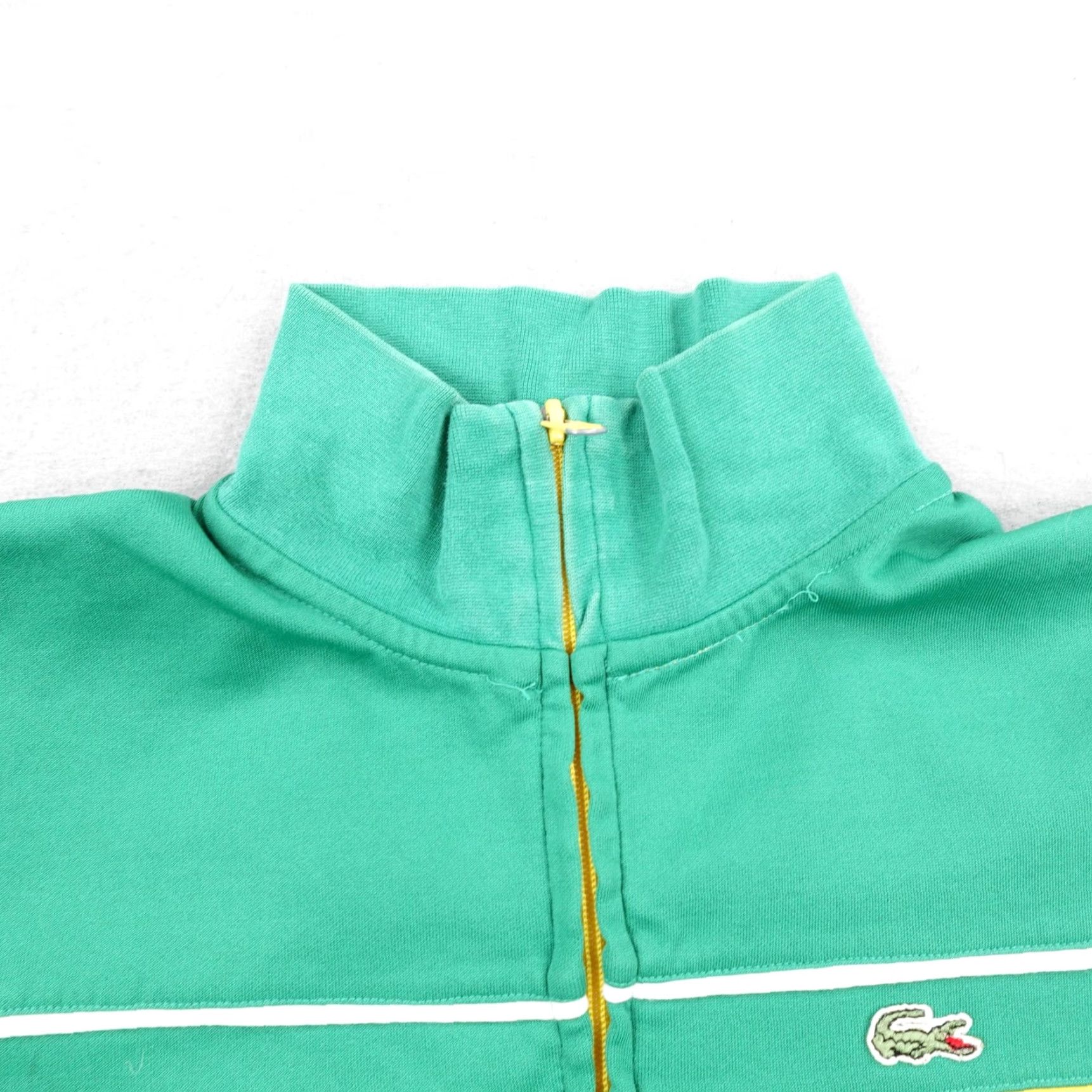 Lacoste VINTAGE Lacoste Jacket Womens 6 Green Yellow Track Coat Croc Logo Zip Up Italy Size M / US 6-8 / IT 42-44 - 2 Thumbnail
