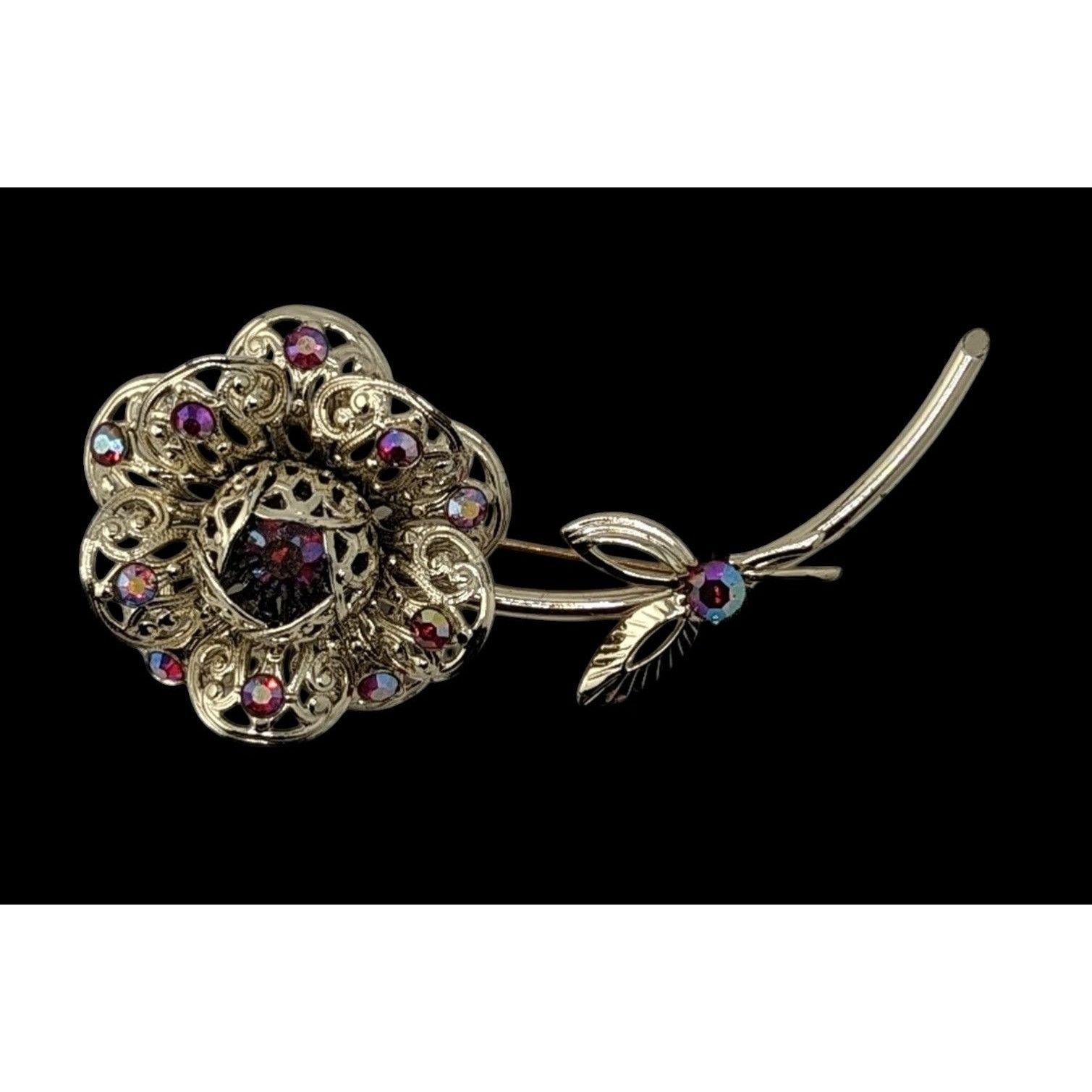 Other Vintage Sarah Coventry Flower Brooch With Gold Tone Aurora B Size ONE SIZE - 2 Thumbnail