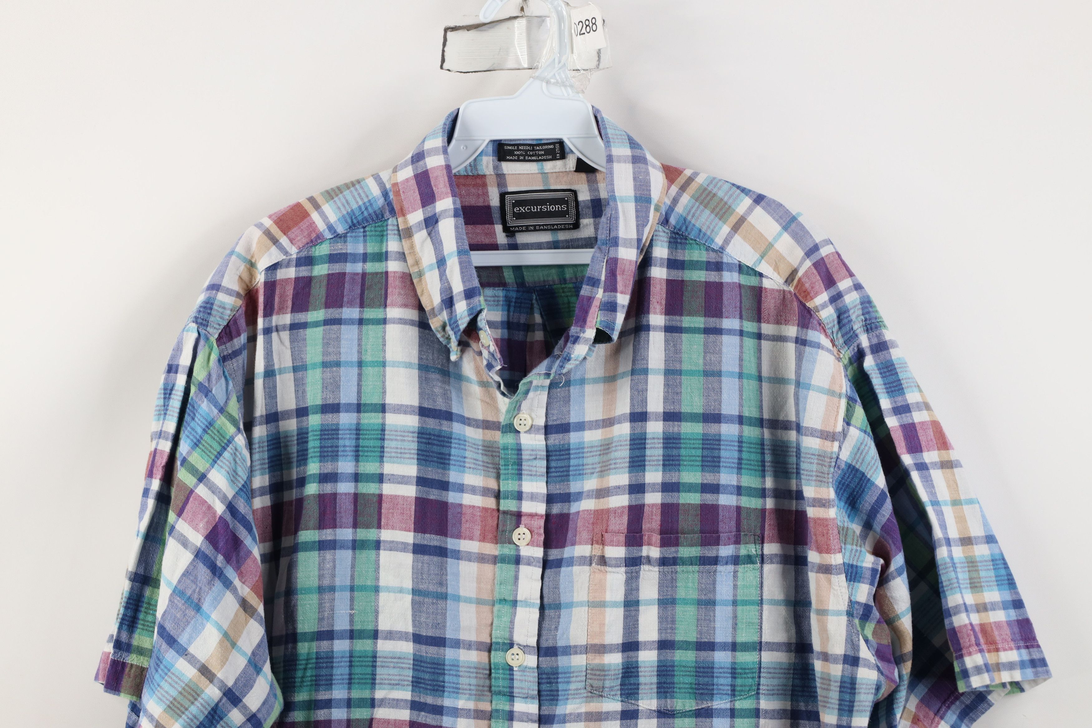 Vintage Vintage 90s Streetwear Madras Plaid Button Down Shirt Size US XXL / EU 58 / 5 - 2 Thumbnail