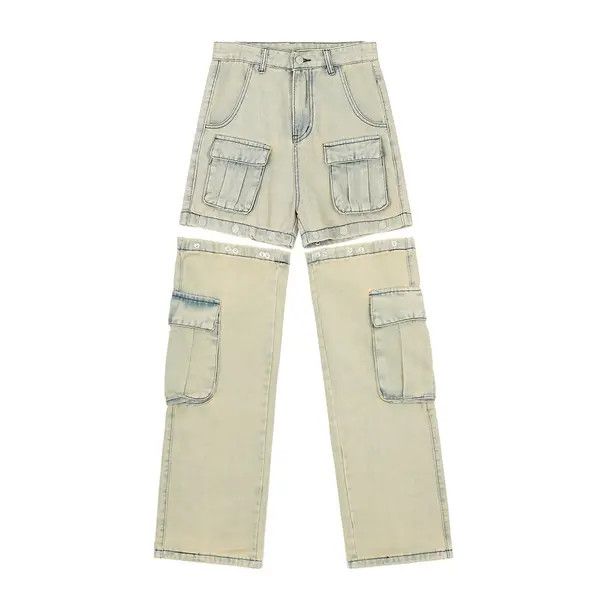 VIBE #25 Retro Buttons Detachable Design Wide Cargo Jeans Size US 29 - 1 Thumbnail