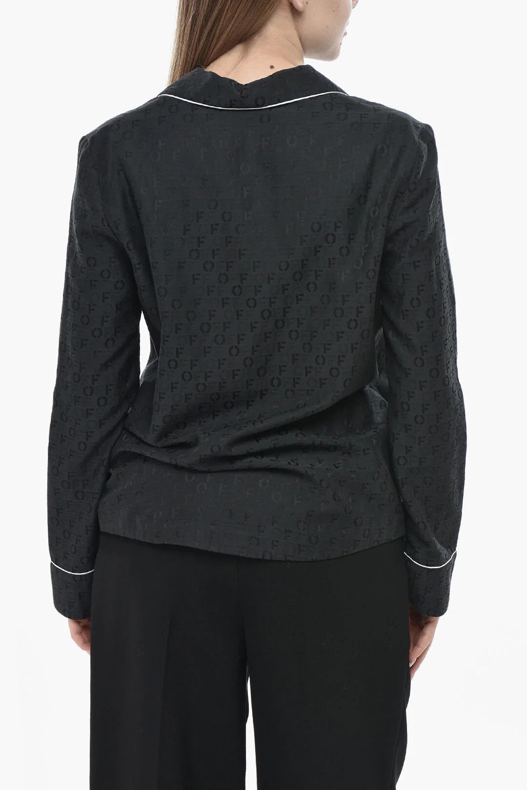 Off-White og1mm0426 Cotton Jacquard Shirt in Black Size S / US 4 / IT 40 - 2 Thumbnail