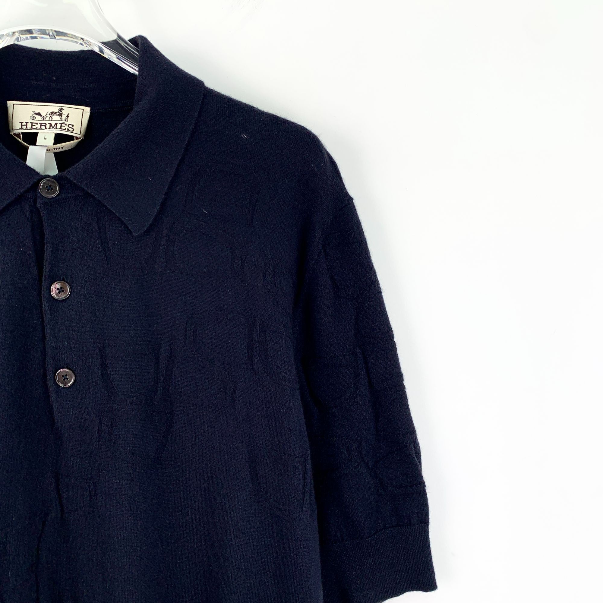 Hermes Hermes Navy Blue Cashmere Cotton Blend Short-Sleeve Knitted Size US L / EU 52-54 / 3 - 5 Thumbnail