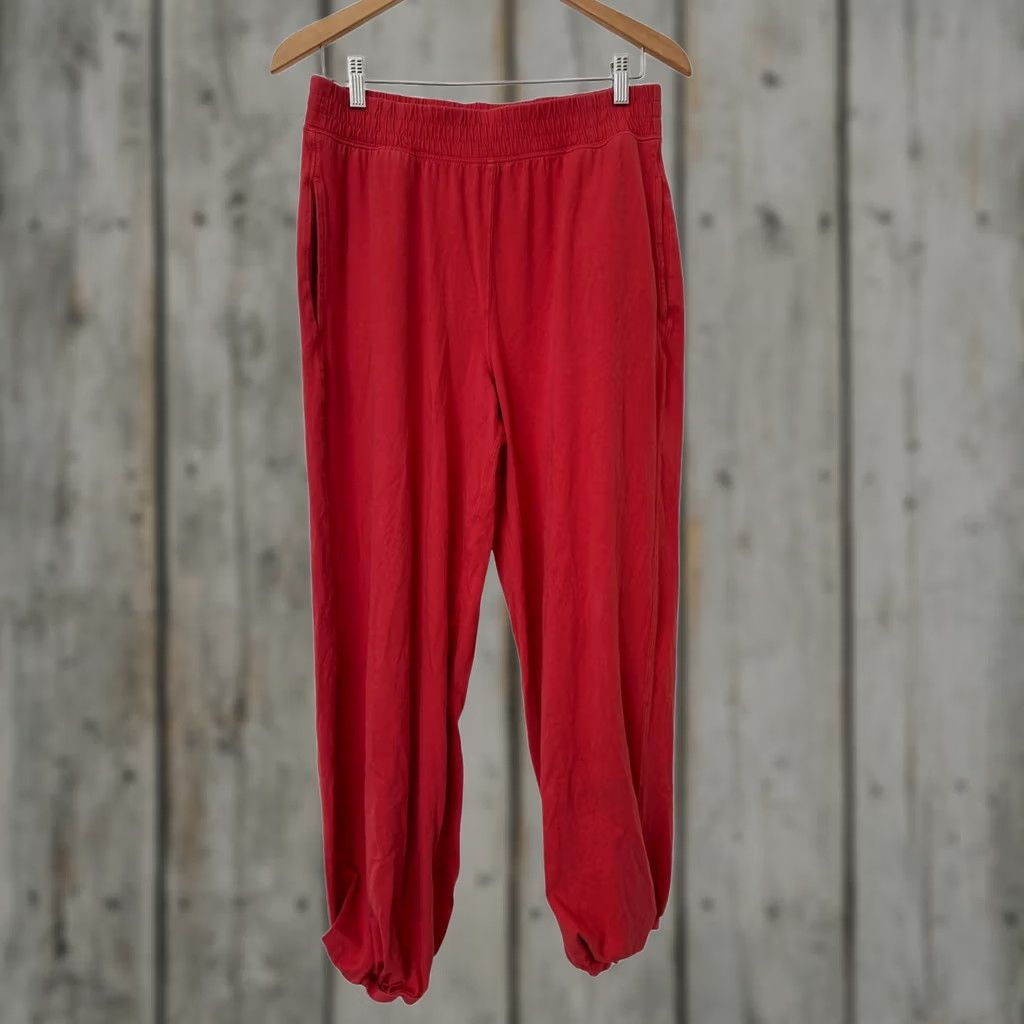 Free People VINTAGE Free People Movement Red Coral High Waisted Joggers Lounge Wear W/Pockets-Medium Size 32" / US 10 / IT 46 - 1 Thumbnail