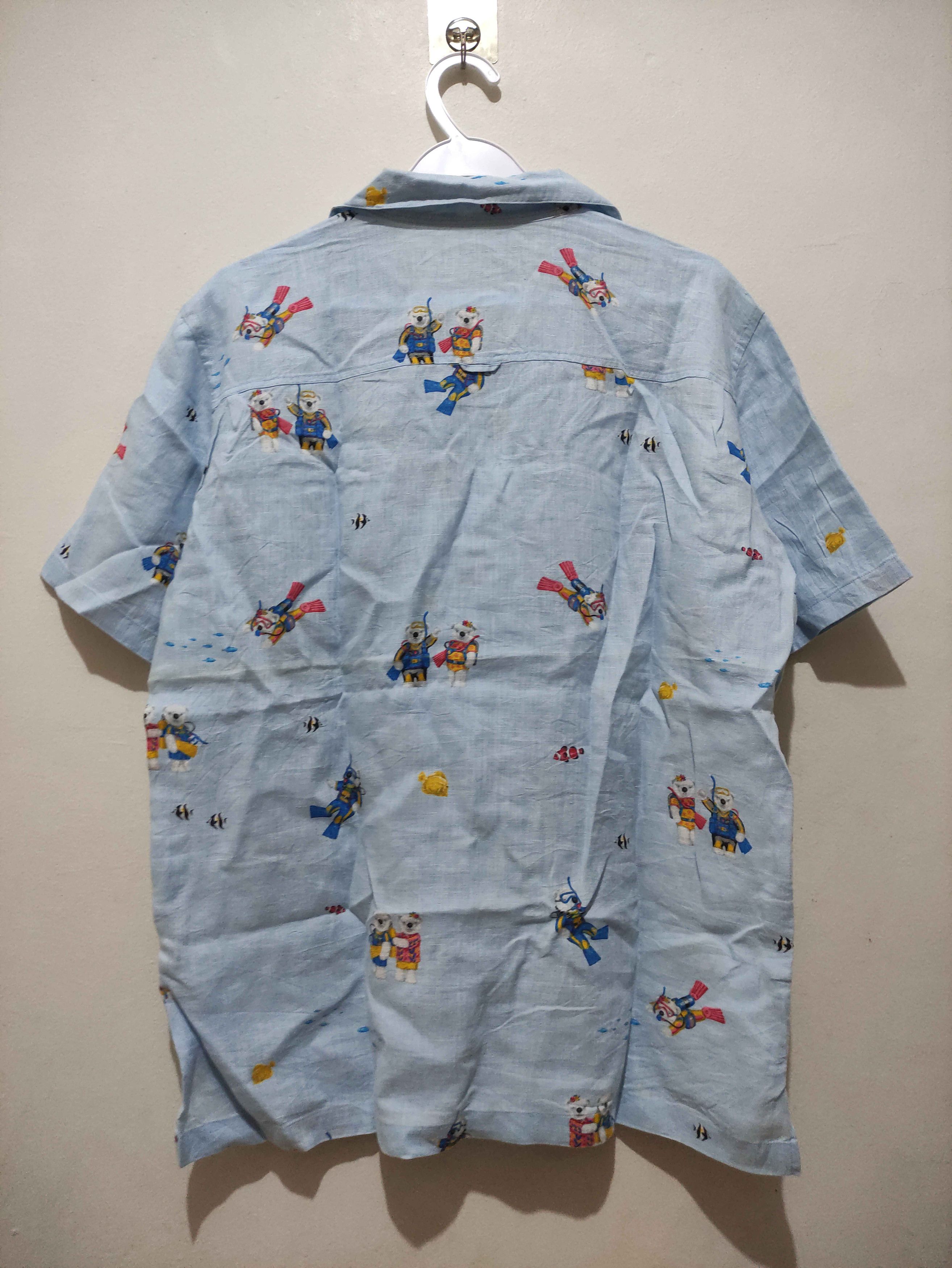 Japanese Brand Papas Diving Bear Print Open Collar Short Sleeve Shirt Size US M / EU 48-50 / 2 - 2 Thumbnail