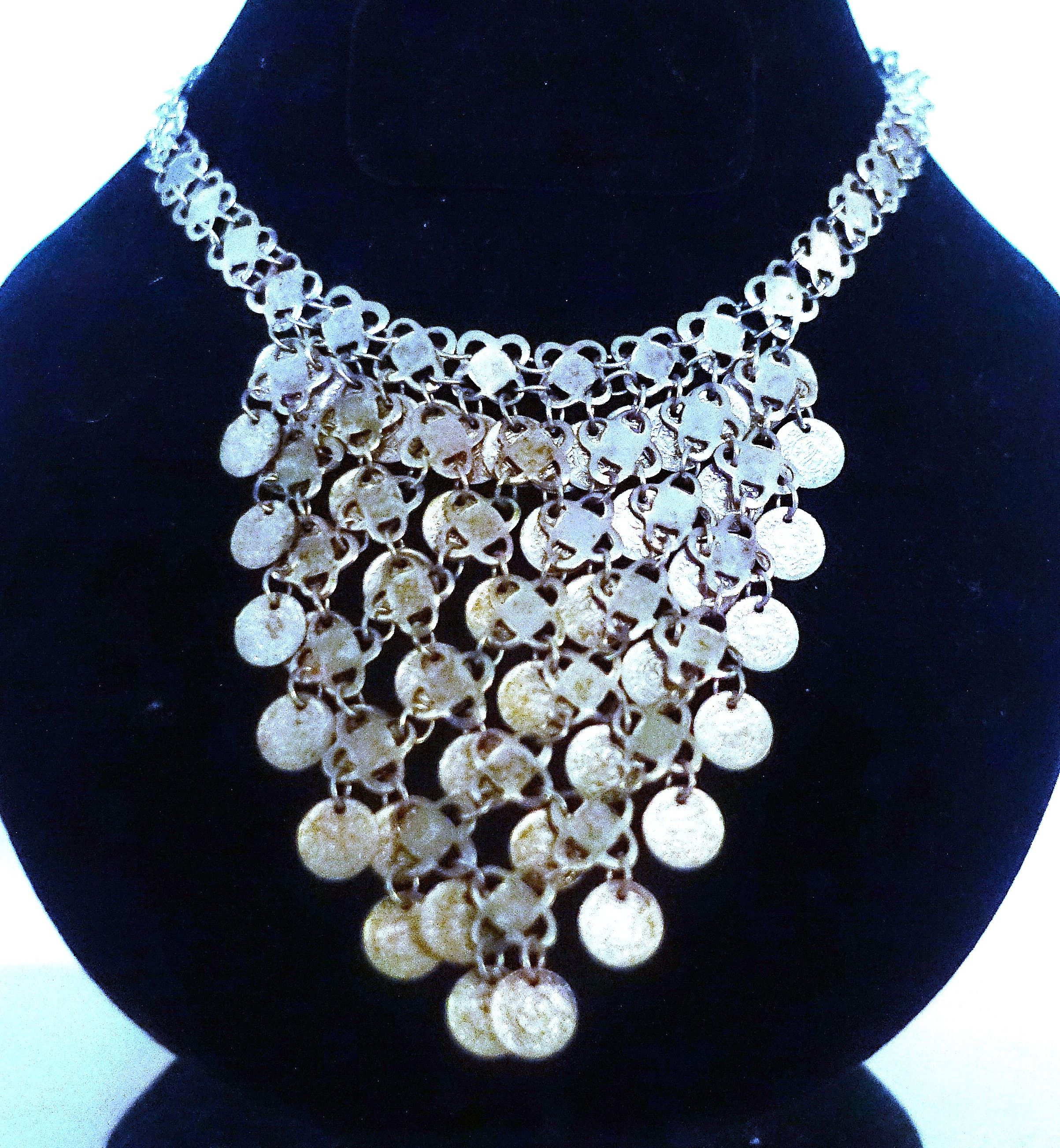 Vintage Silver Tone Boho Chain Dangle Choker Necklace Size ONE SIZE - 3 Thumbnail