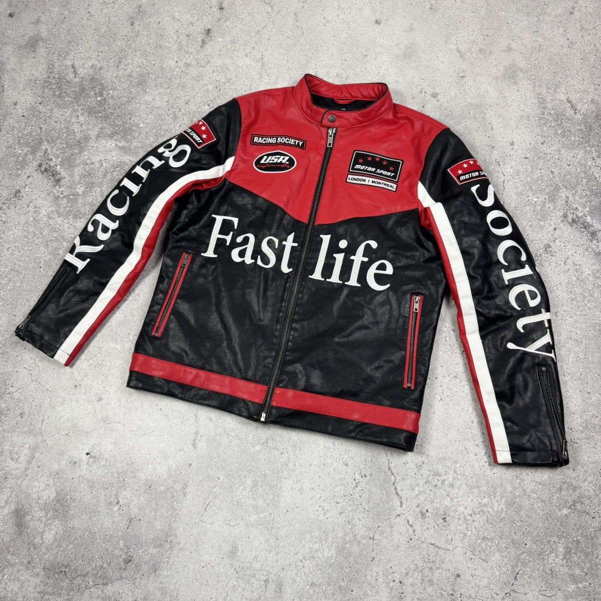 Vintage Racing Moto Formula 1 Leather Jacket Ferrari F-1 Mercedes Size US M / EU 48-50 / 2 - 5 Thumbnail