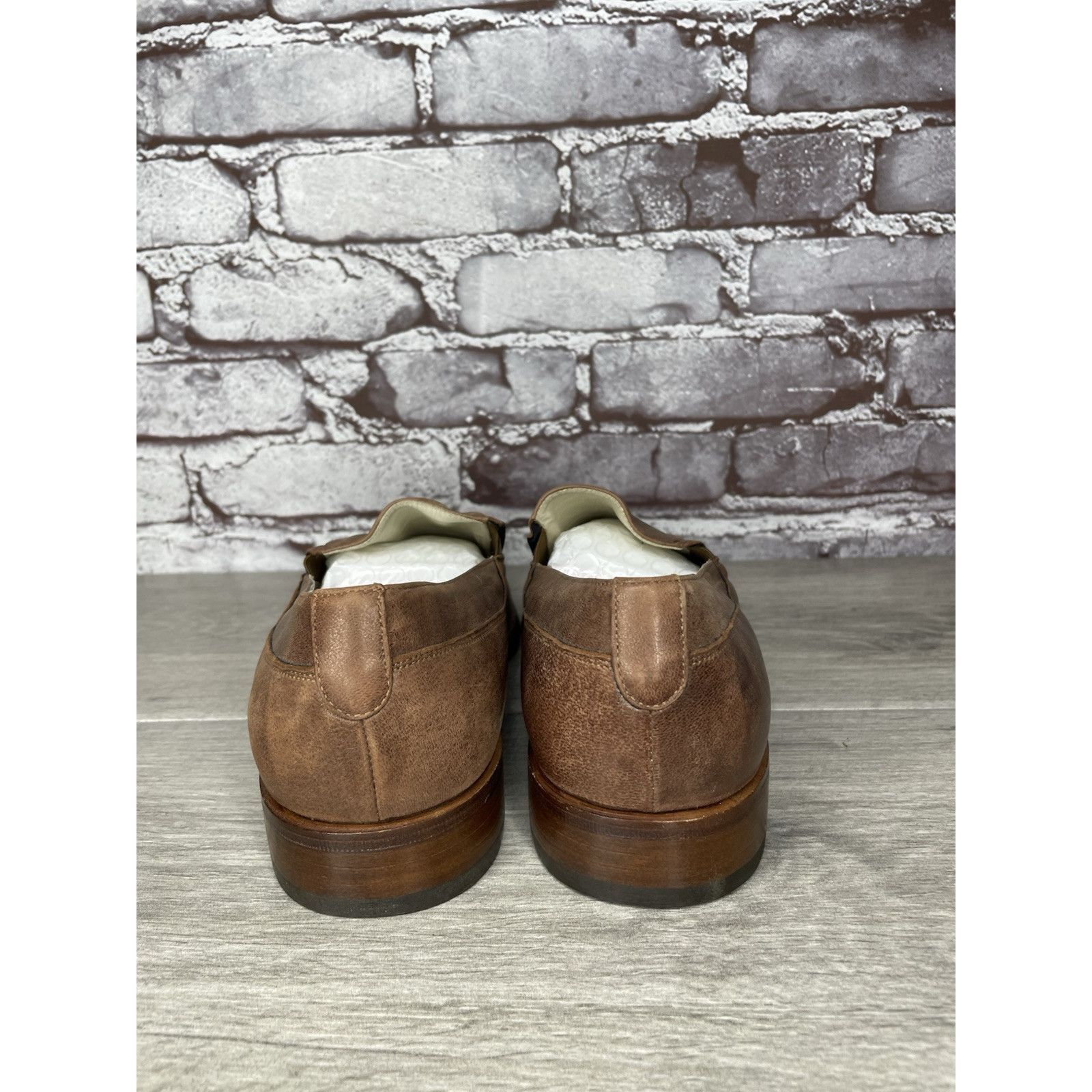 Other Marco Delli Brown Leather Shimmer Square Toe Loafers Dress S Size US 8 / EU 41 - 4 Thumbnail