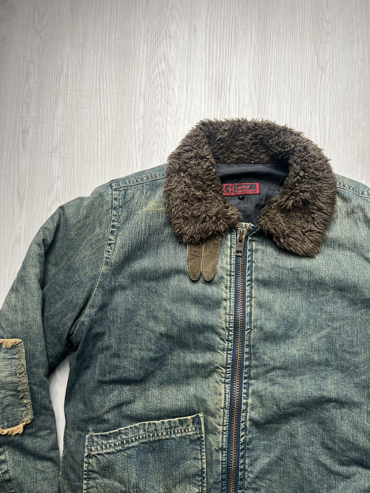 Johnbull Vintage Johnbull B-3 Distressed Denim Jacket Lined Fleece Size US L / EU 52-54 / 3 - 5 Thumbnail