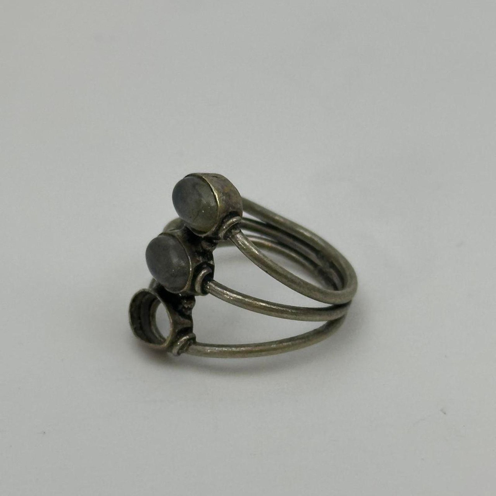 Vintage Vintage Silver Chunky Opal Stone Mini Layer 3pc Ring Size ONE SIZE - 6 Thumbnail