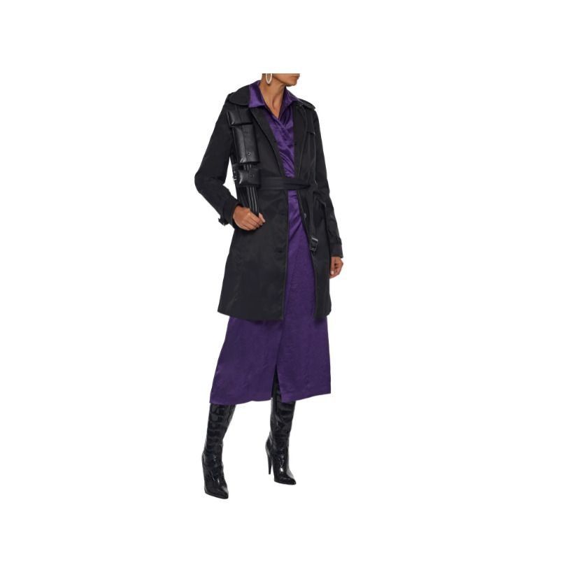 DKNY ⭐DKNY Womens Black Hooded Trench Coat Sz S Faux Leather Trim Size S / US 4 / IT 40 - 2 Thumbnail