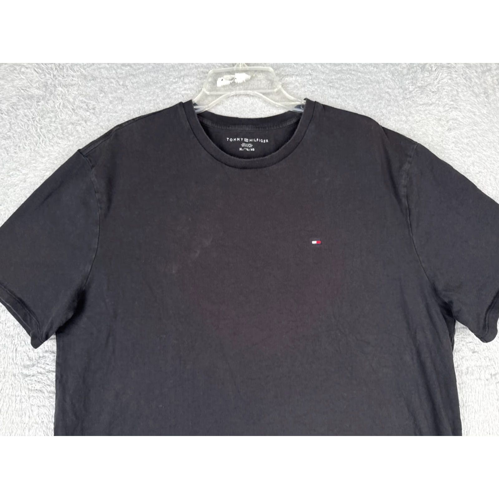 Tommy Hilfiger Tommy Hilfiger Shirt Adult XL Black Short Sleeve Crew Cotton Blend Logo Size US XL / EU 56 / 4 - 4 Thumbnail
