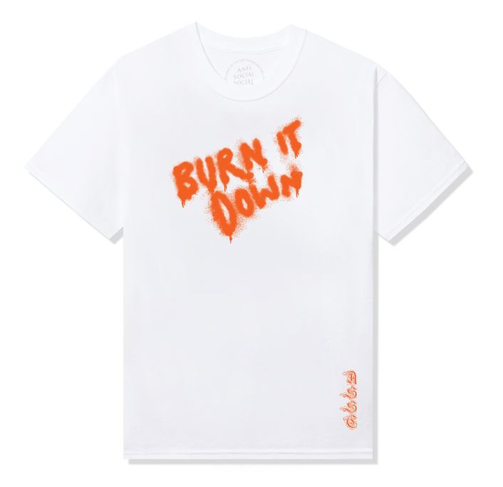Anti Social Social Club Burn It Down 2 Tee White DS NEW