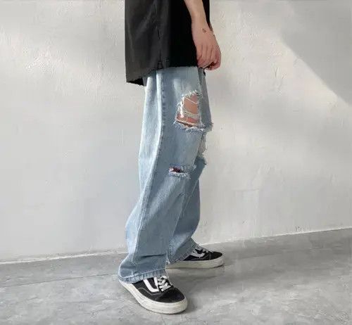 Japanese Brand × Vintage Lightwash distressed loose fit denim Size US 31 - 3 Thumbnail