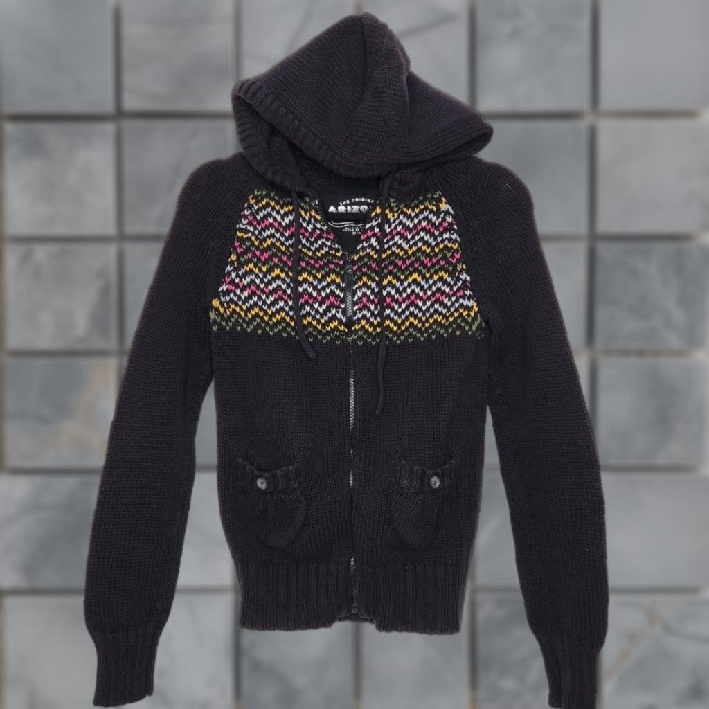 Vintage VINTAGE Arizona Hoodie Shirt Women M Black Knit Crochet Zip Hearts Y2K 90s Vintage style Size M / US 6-8 / IT 42-44 - 1 Thumbnail