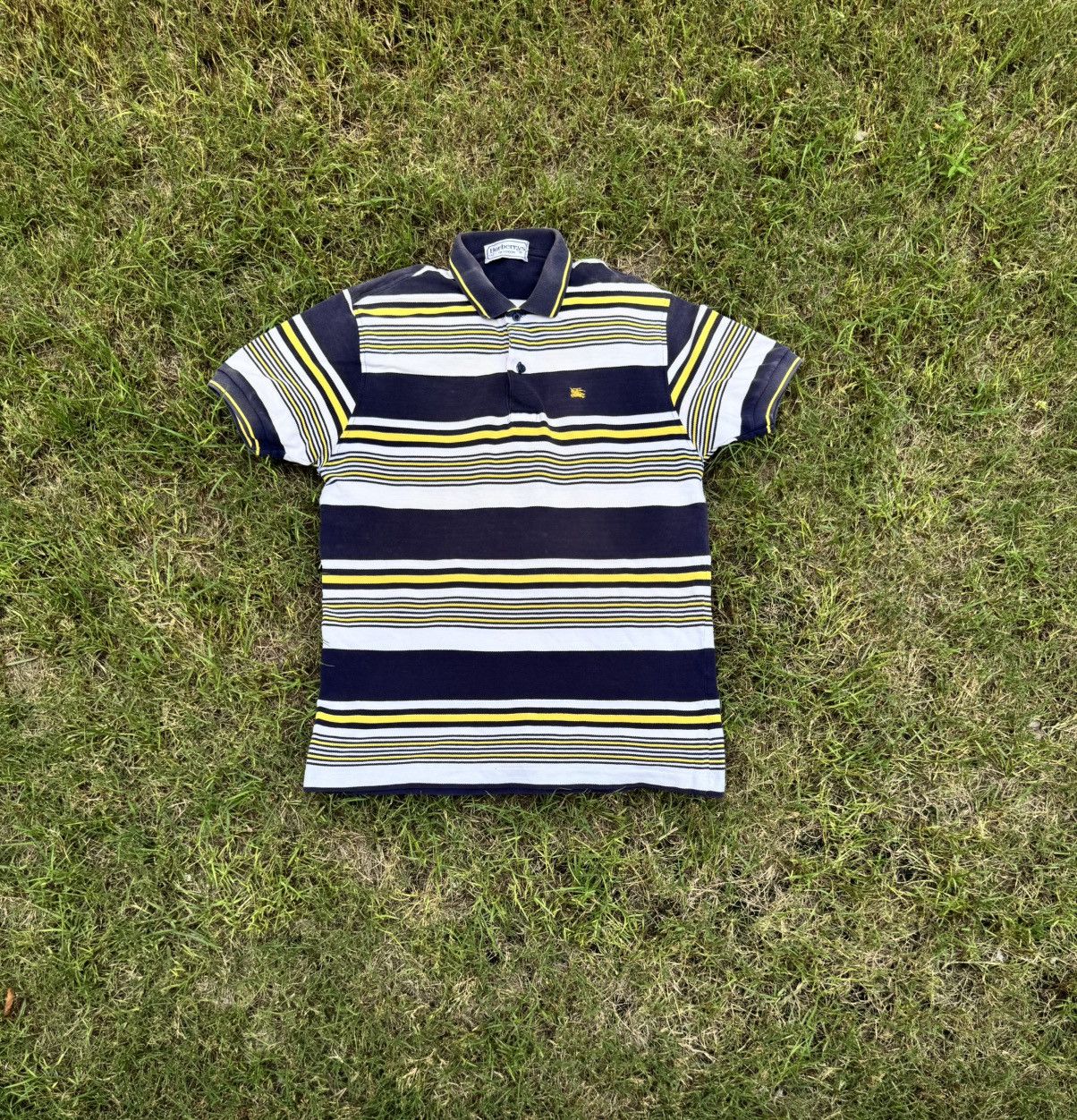 Burberry Burberry London Mesh Striped Polo Shirt Vintage Size US L / EU 52-54 / 3 - 1 Thumbnail