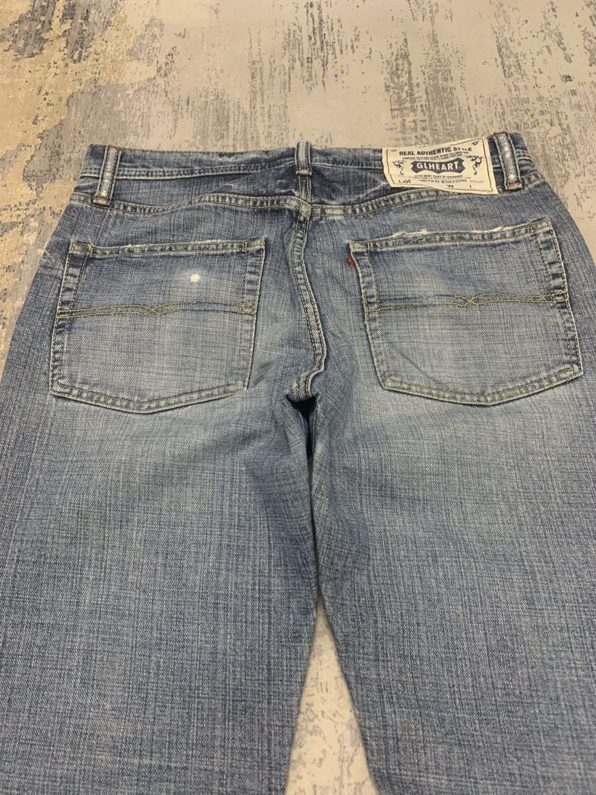 Japanese Brand Vintage Distressed GLHEART Light Wash Baggy J Size US 31 - 13 Thumbnail
