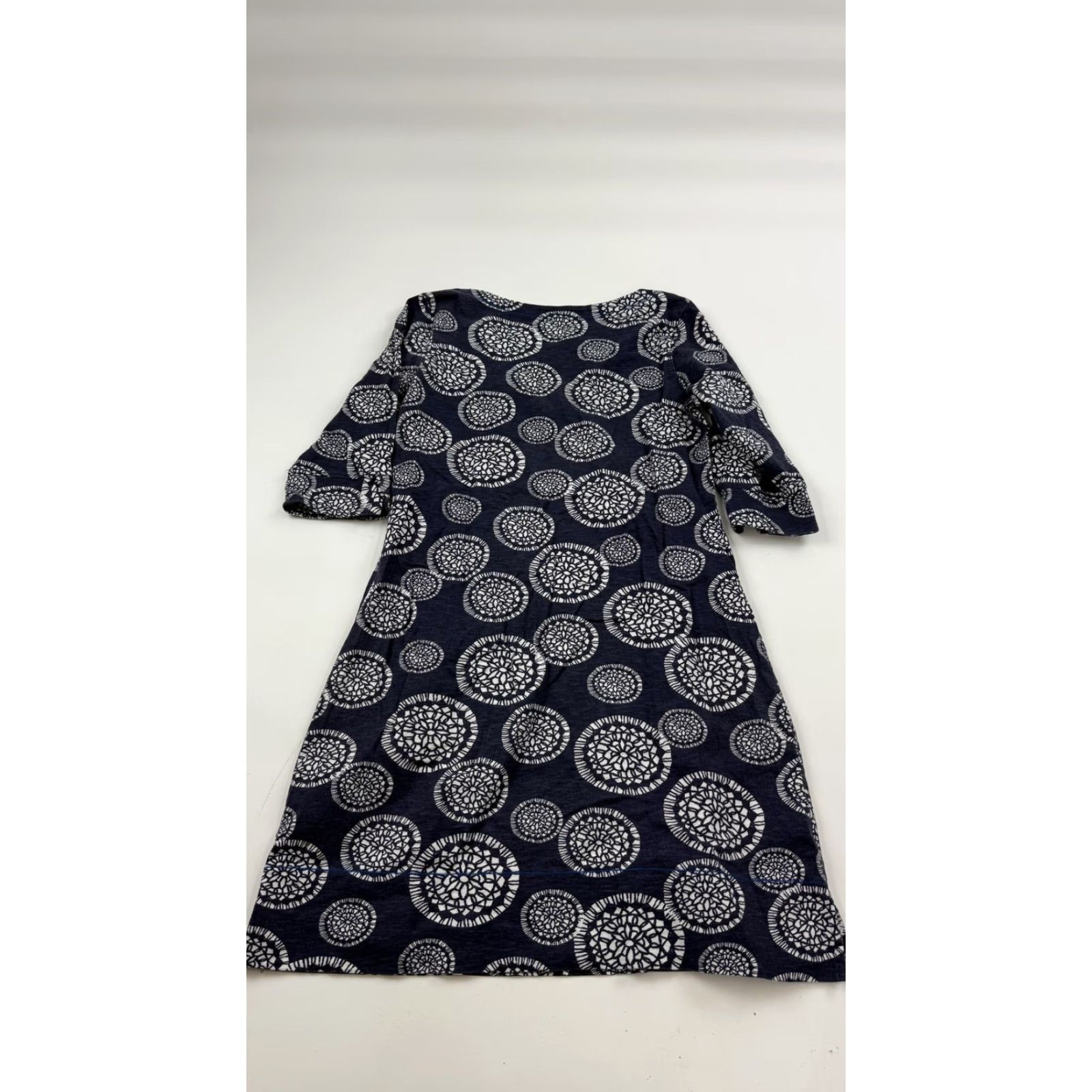 Vintage Hatley Dress Womens M Short Blue A-Line 3/4 Sleeve V-Neck Geometric Print Size M / US 6-8 / IT 42-44 - 7 Thumbnail