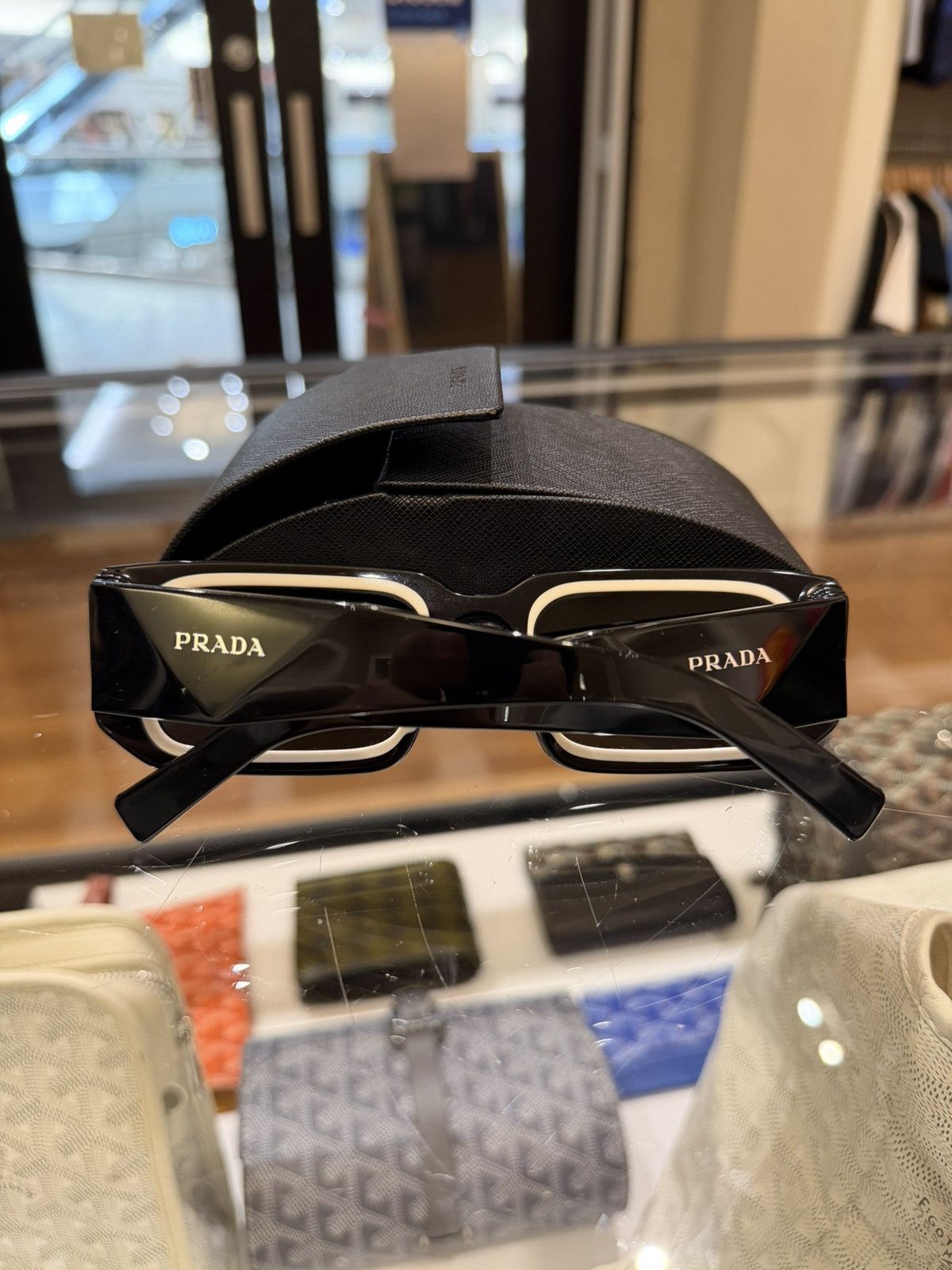 Prada Prada Symbole Rectangle Sunglasses- Black Size ONE SIZE - 2 Thumbnail
