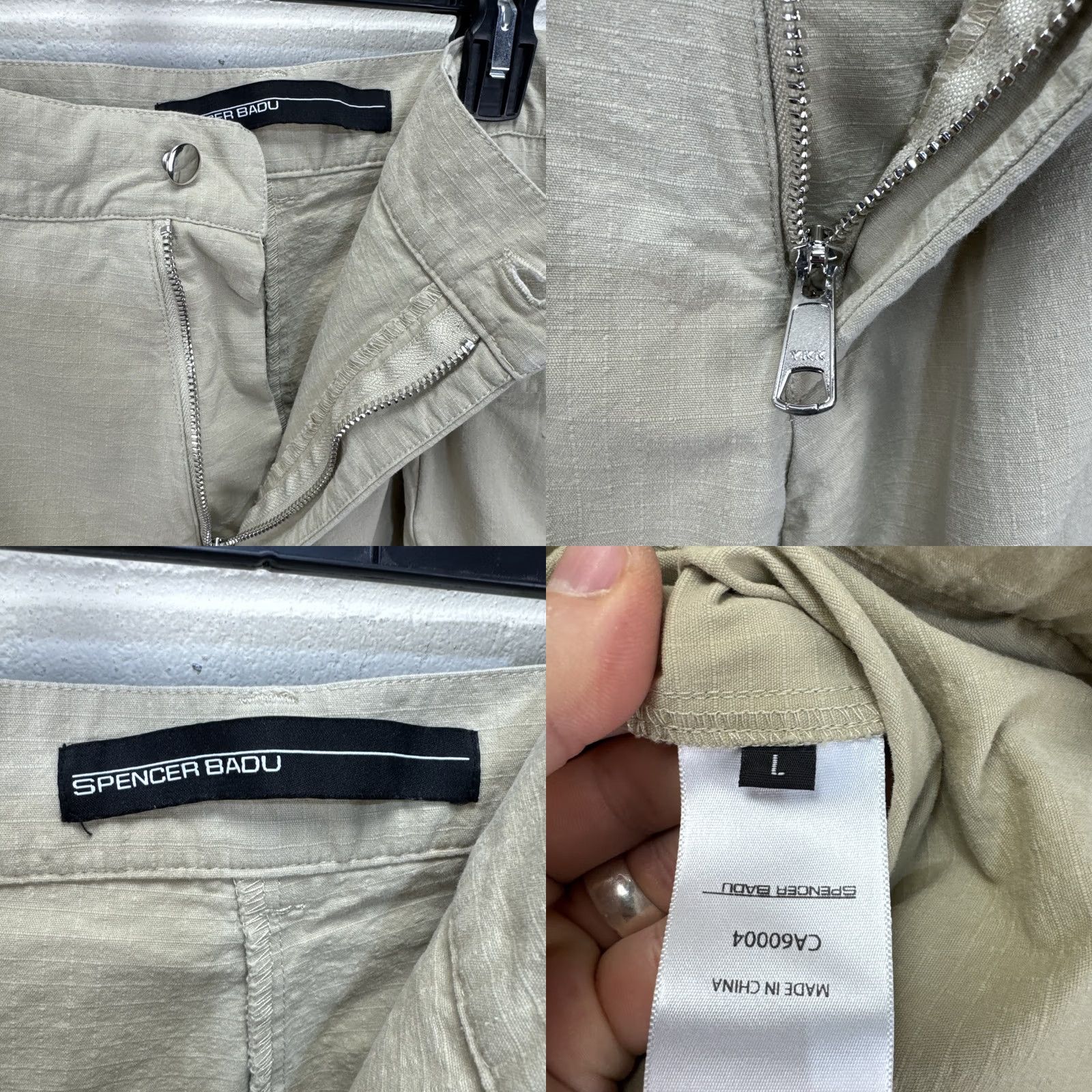 Vintage Spencer Badu Men's Khaki Cargo Chino Wide Pants L Beige Canvas 34 Pockets Relaxed Bootcut 36in Inseam Vintage No Size US 33 - 10 Thumbnail