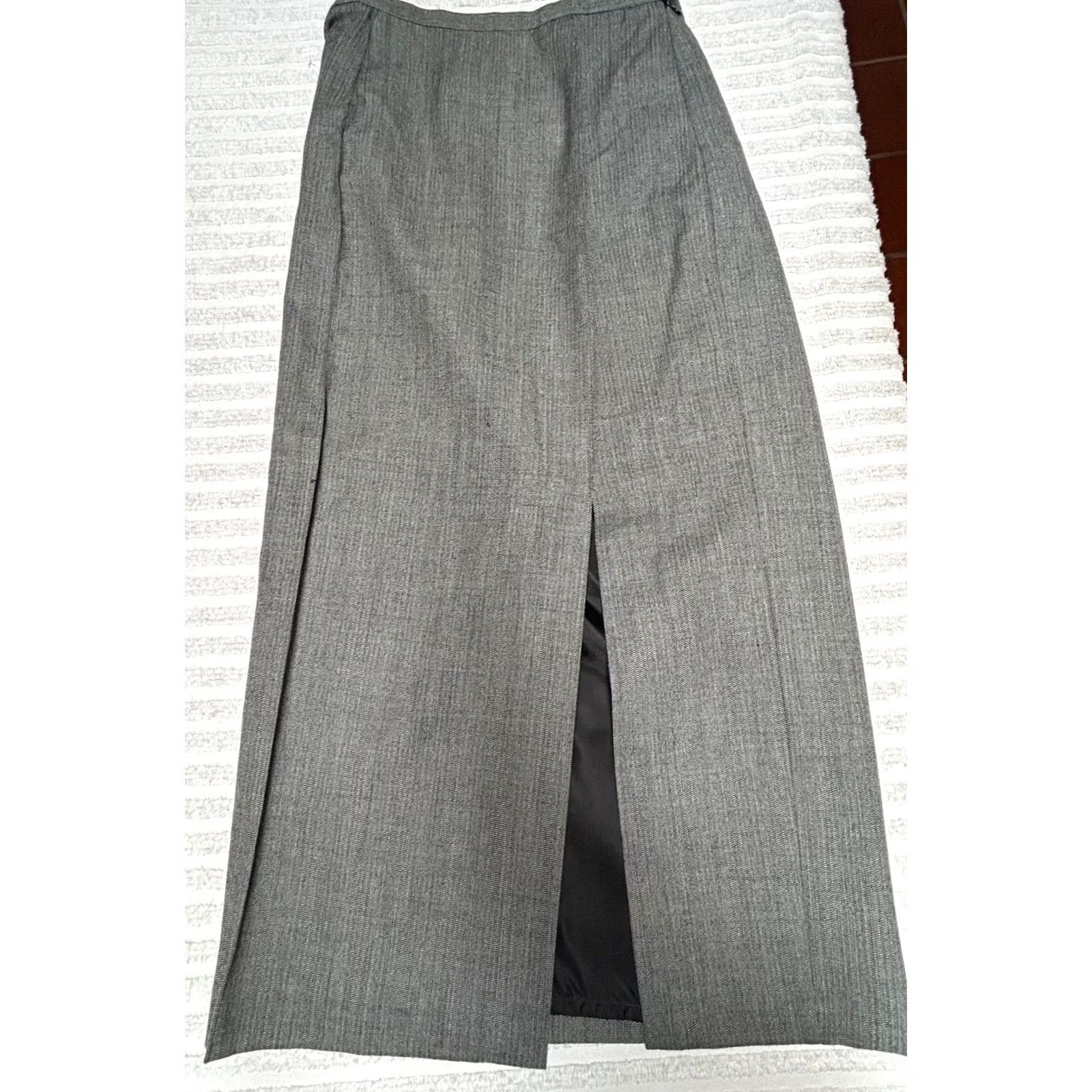 Vintage Harve Bernardo Maxi Skirt Wool Front Slit Gray Size 8 Women Long Collection Size 30" / US 8 / IT 44 - 2 Thumbnail