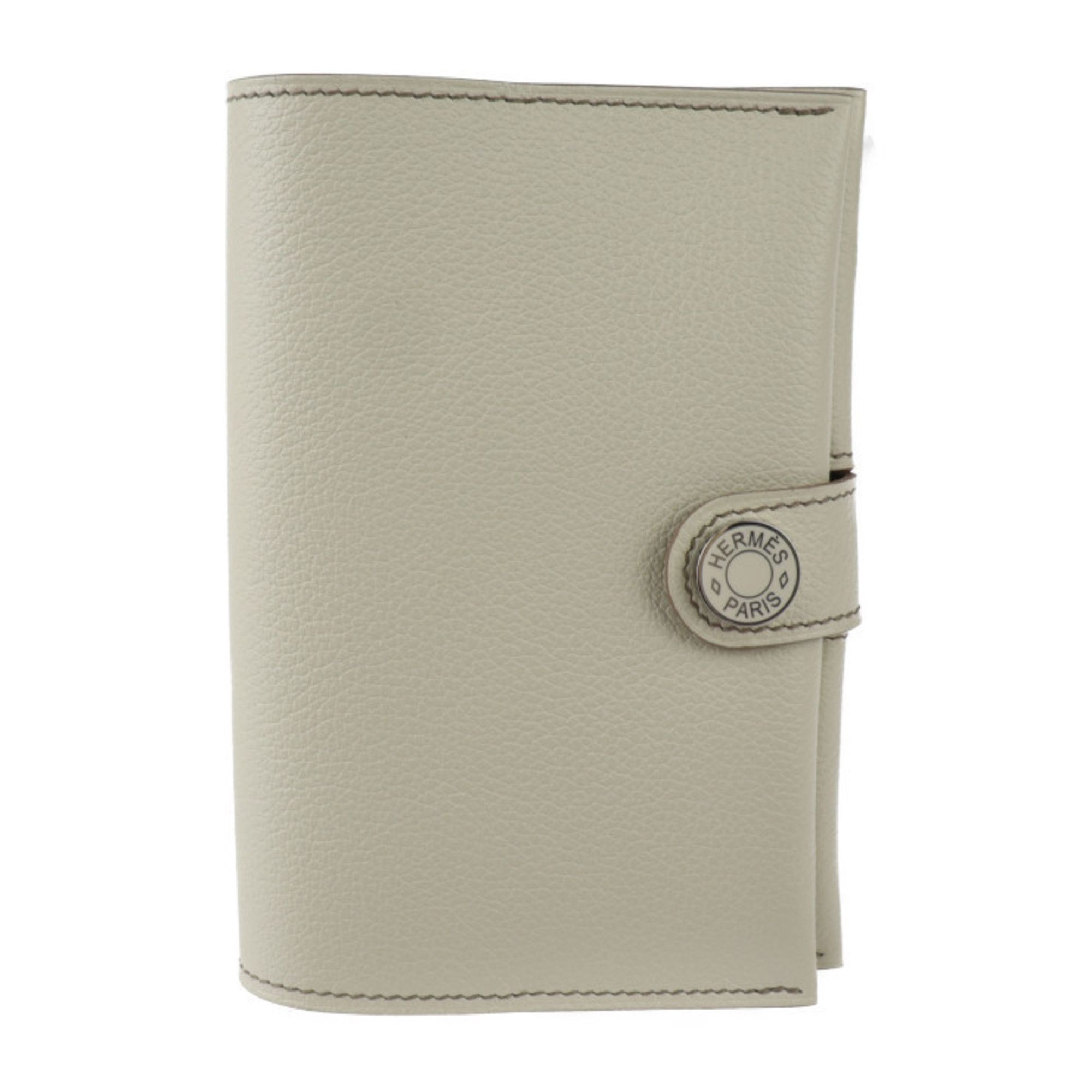 image of Hermes R.m.s Passport Case Evercolor Beton Silver Hardware Cover B Engraved, Women's