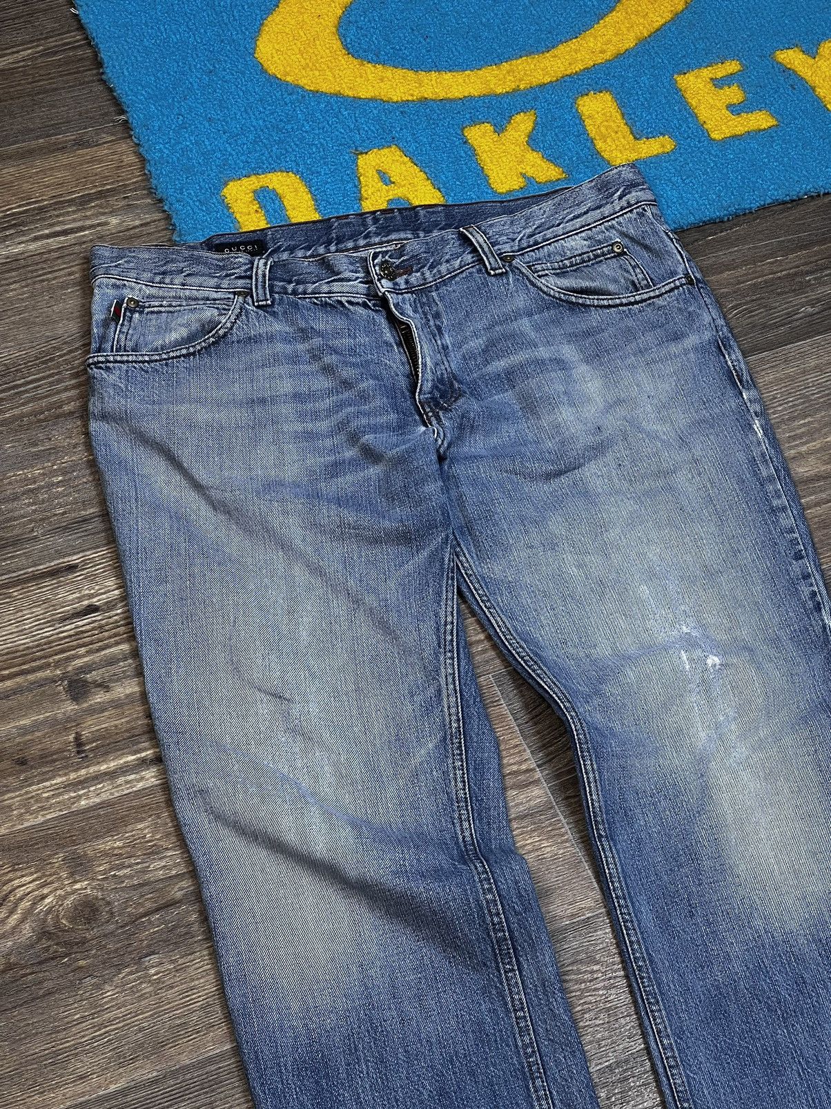 Gucci × Vintage Gucci Vintage Blue Washed Distressed Denim Pant Size US 34 / EU 50 - 2 Thumbnail