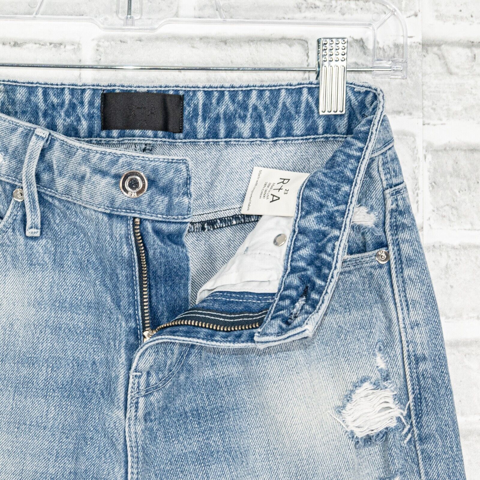 Rta RtA Straight Leg Denim Jeans Distressed Ripped light wash Size 23" - 4 Thumbnail