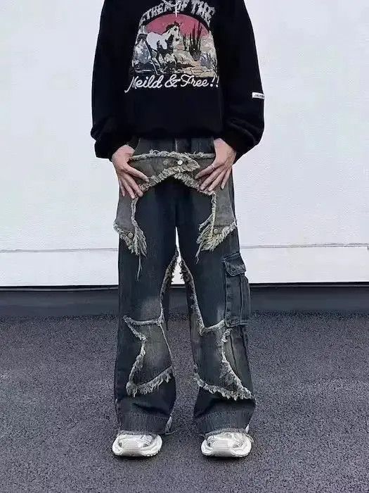 Japanese Brand STAR Embroidered Jeans, y2k Jeans Size US 32 / EU 48 - 4 Thumbnail