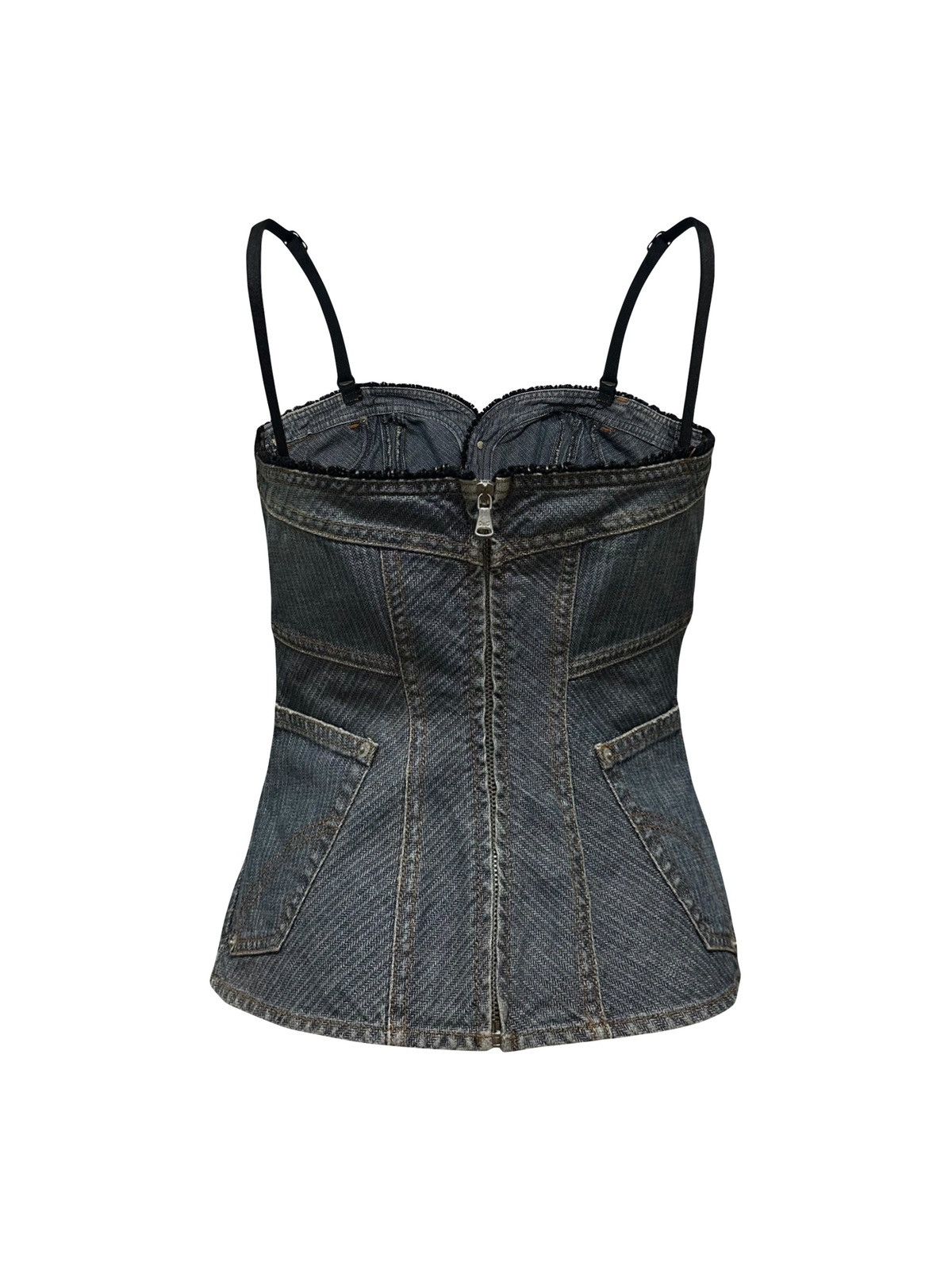 Dolce & Gabbana D&G Spring Summer 2004 Patchwork Denim Bustier Size XS / US 0-2 / IT 36-38 - 2 Thumbnail