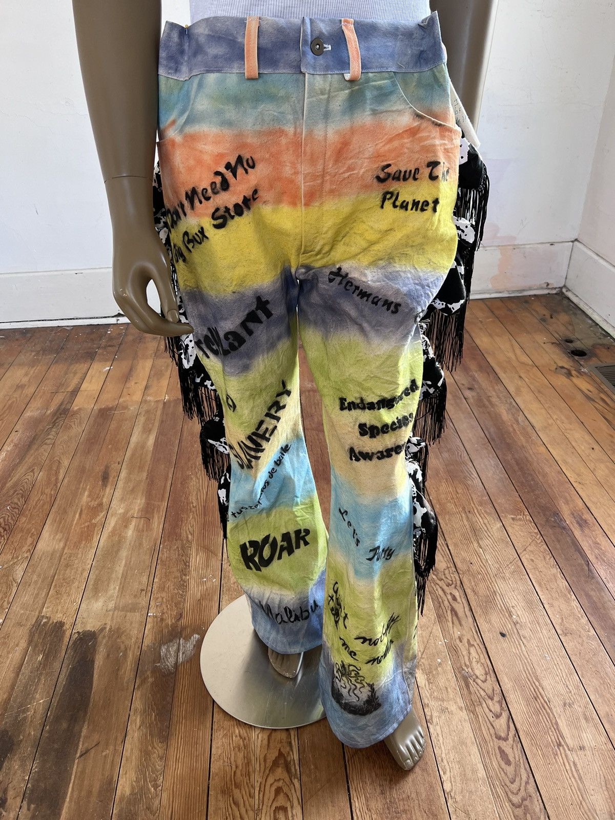 Other Men’s graffiti Canvas jeans 37 fringe ruffleAnna Herman USA Size US 36 / EU 52 - 2 Thumbnail