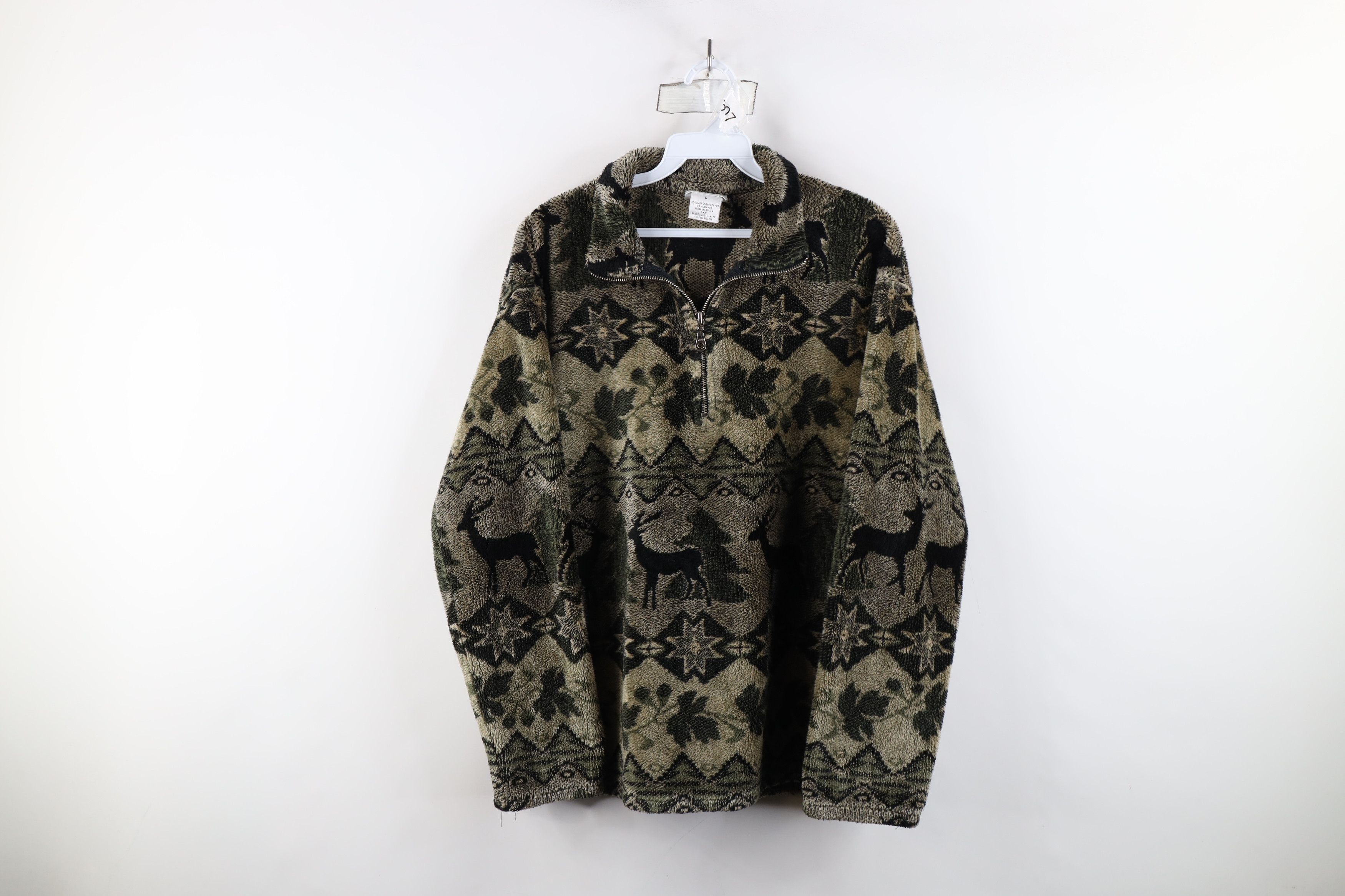 Vintage Vintage 90s Streetwear Fair Isle Over Print Fleece Sweater Size US L / EU 52-54 / 3 - 1 Thumbnail
