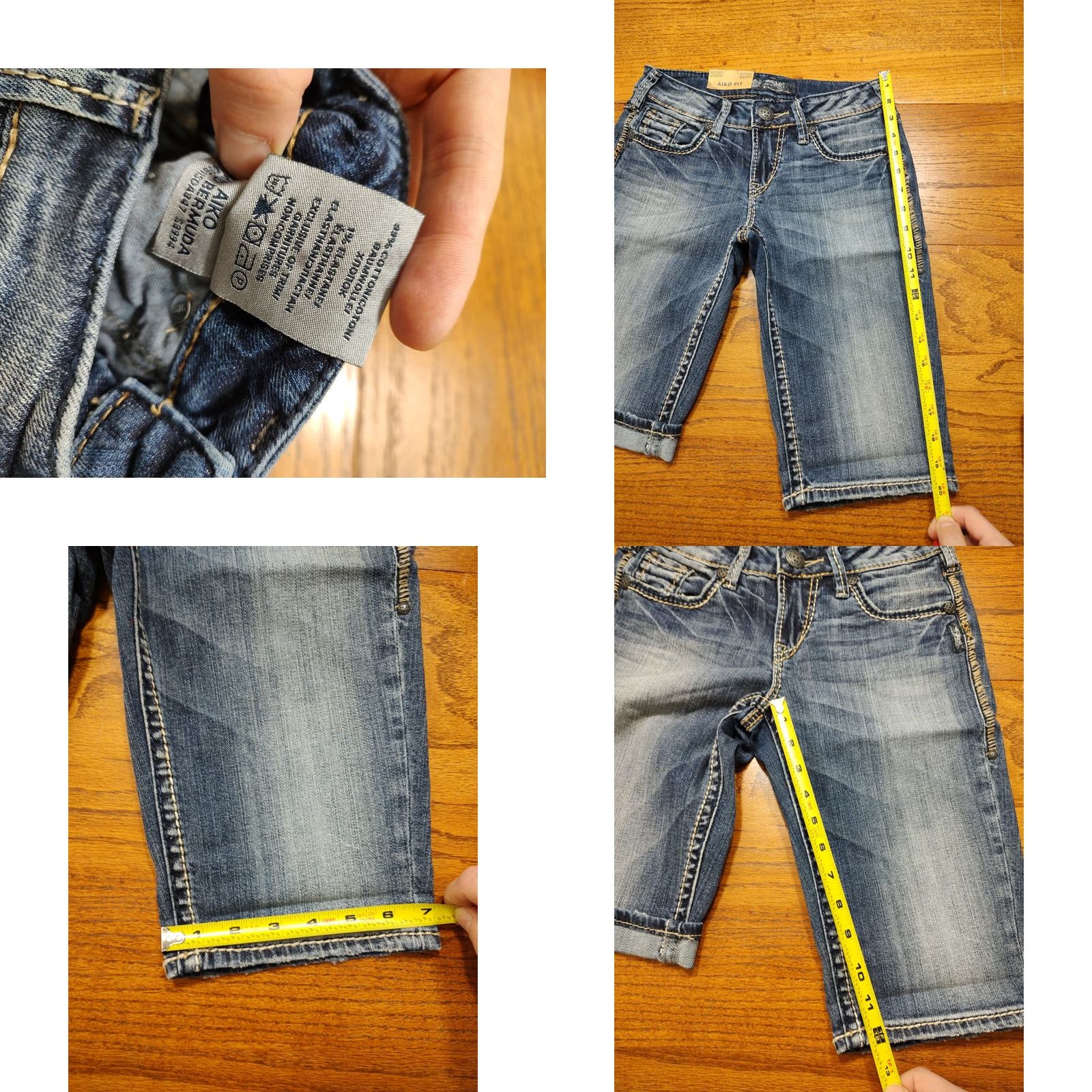 Silver Jeans Co. NWT Silver Jeans Bermuda Shorts Womens Mid Rise Blue Denim 24 Regular 5-Pocket Logo Zipper Button Stretch Size 42" / US 20 - 8 Thumbnail