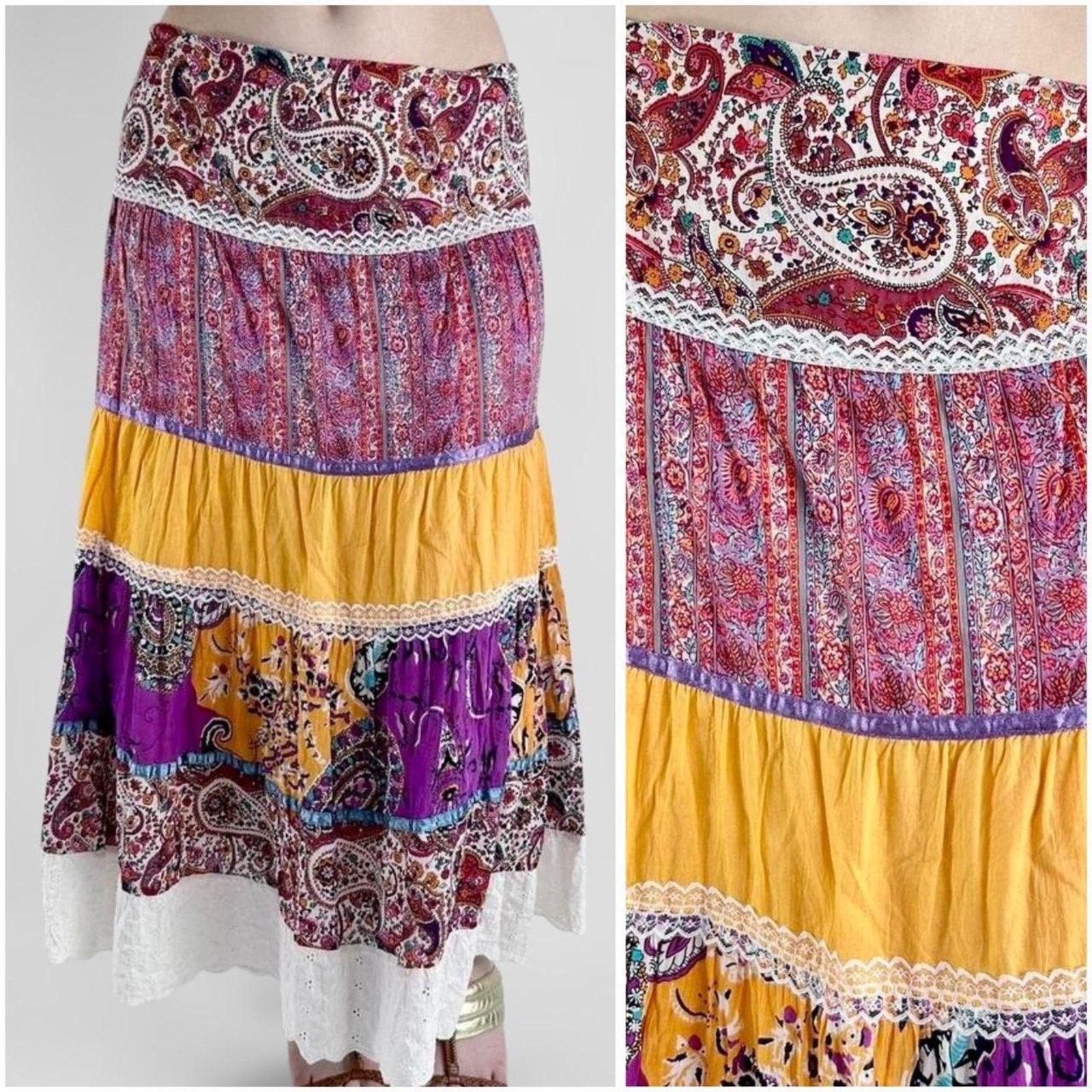 Other y2k boho festival patchwork maxi skirt Size 34" / US 12 / IT 48 - 1 Thumbnail
