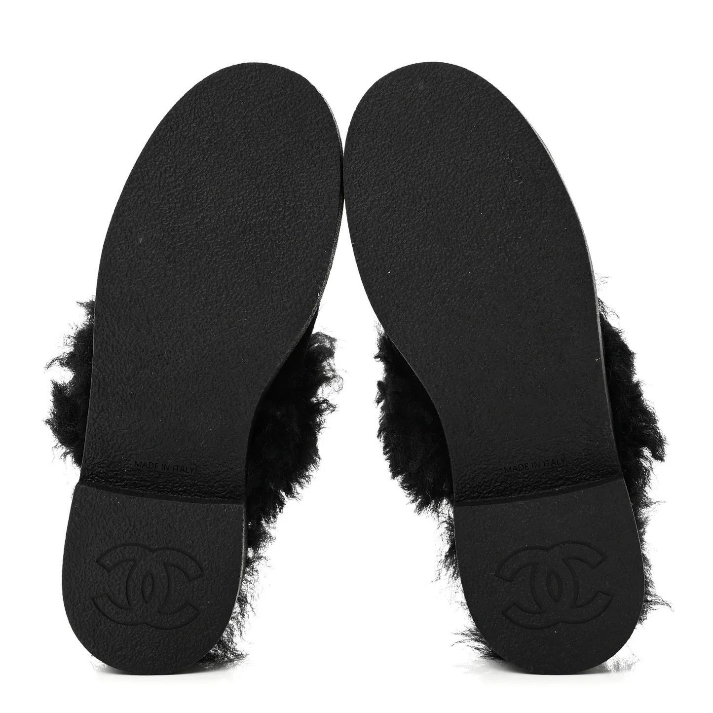 Chanel os11x0526 Suede Shearling CC Cap Toe Mules in Black Size US 12 / IT 42 - 7 Thumbnail
