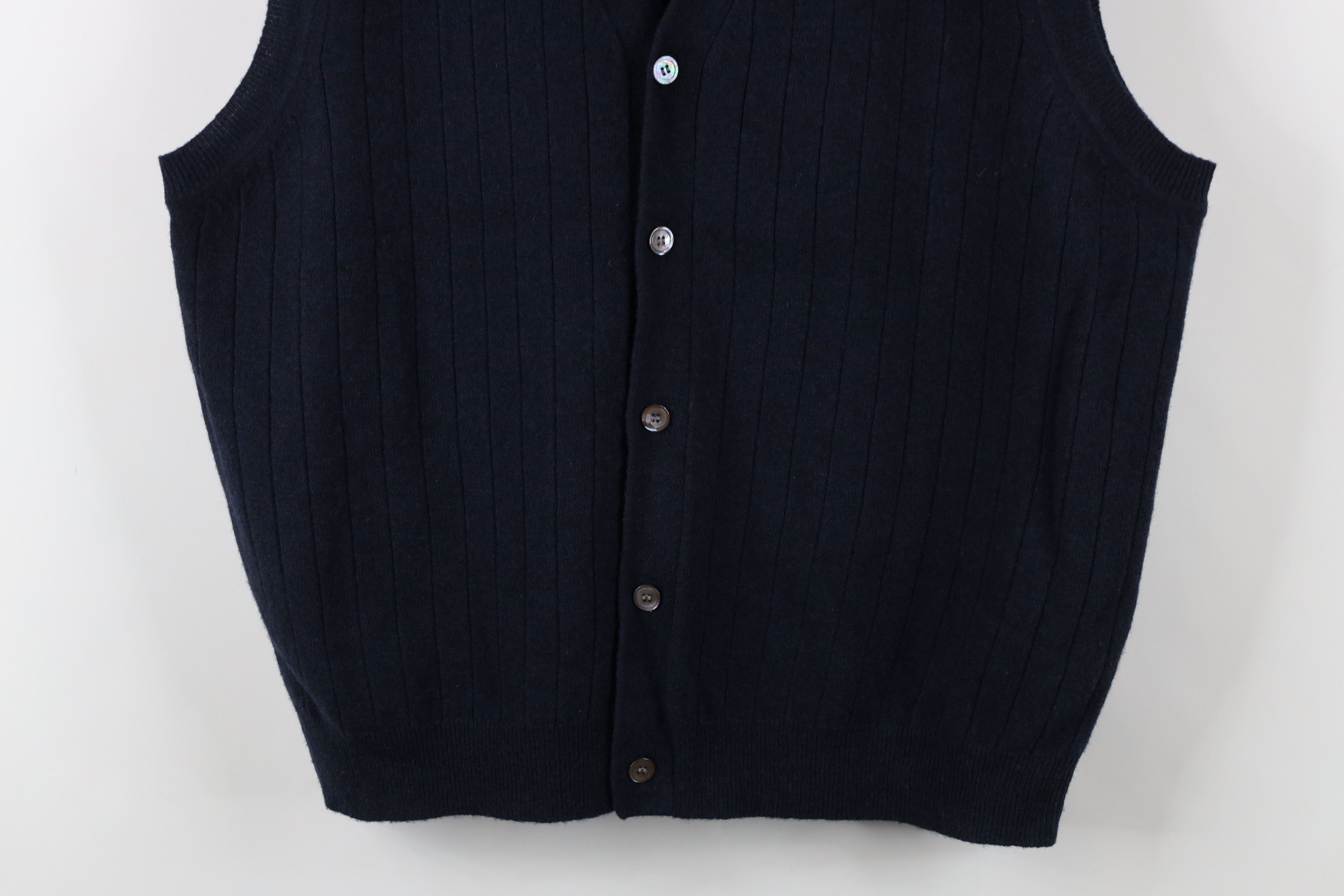 Vintage Vintage 90s Streetwear Lambswool Knit Sweater Vest Blue Size US L / EU 52-54 / 3 - 3 Thumbnail
