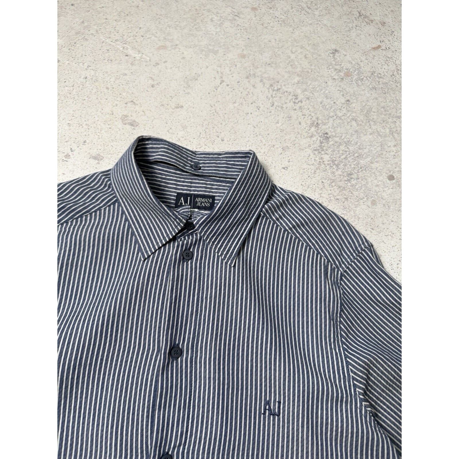 Armani Vintage Armani Jeans Button up Short Sleeve Shirt Striped Size US M / EU 48-50 / 2 - 3 Thumbnail
