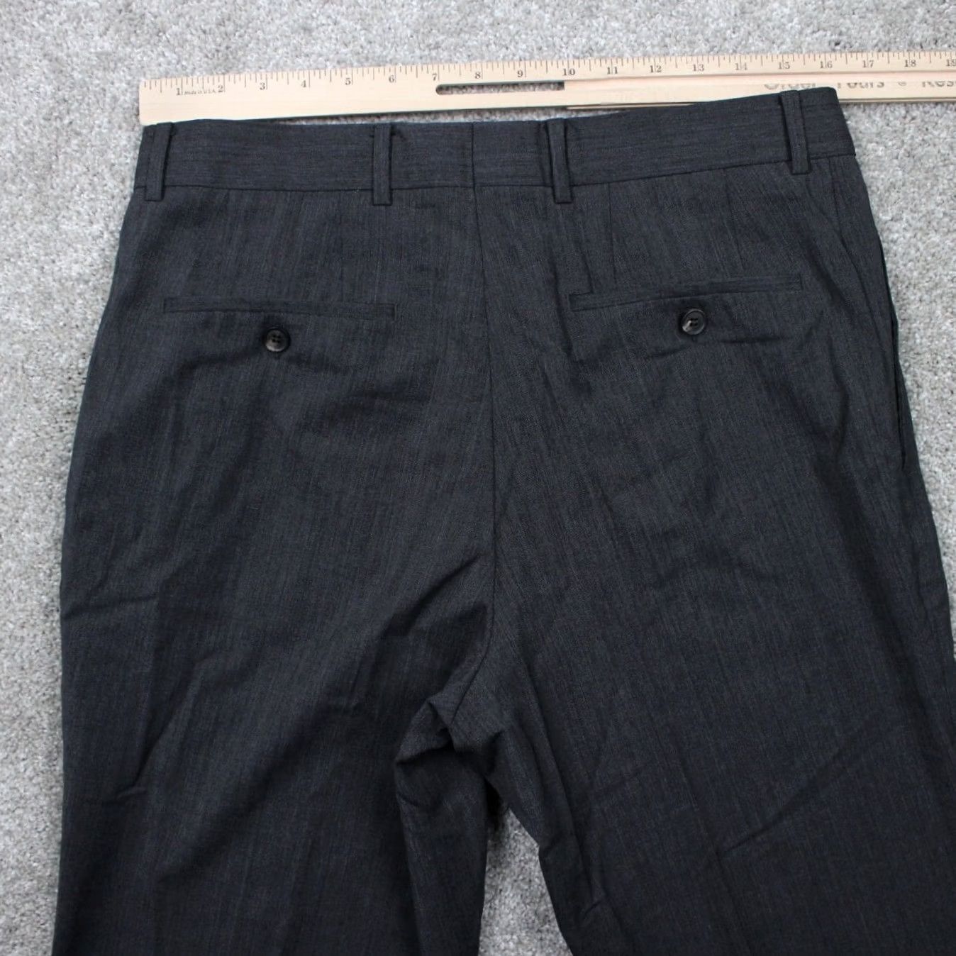 Hugo Boss HUGO BOSS Pants Mens 36R Gray Wool Flat Front Dress Pants 30 Inseam Regular Rise 10-12in Front Zipper Button Size US 36 / EU 52 - 7 Thumbnail