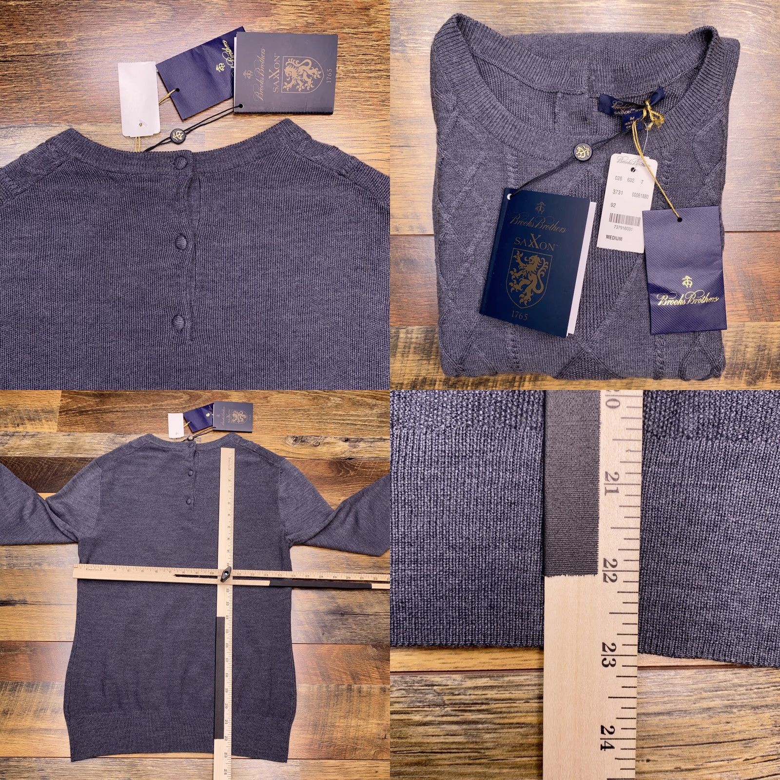 Brooks Brothers Brooks Brothers Sweater Womens Medium Gray Cable Knit Wool Pullover Crew Neck Workwear Casual Regular Buttons Winter Fall Spring Designer NWT Size M / US 6-8 / IT 42-44 - 8 Thumbnail