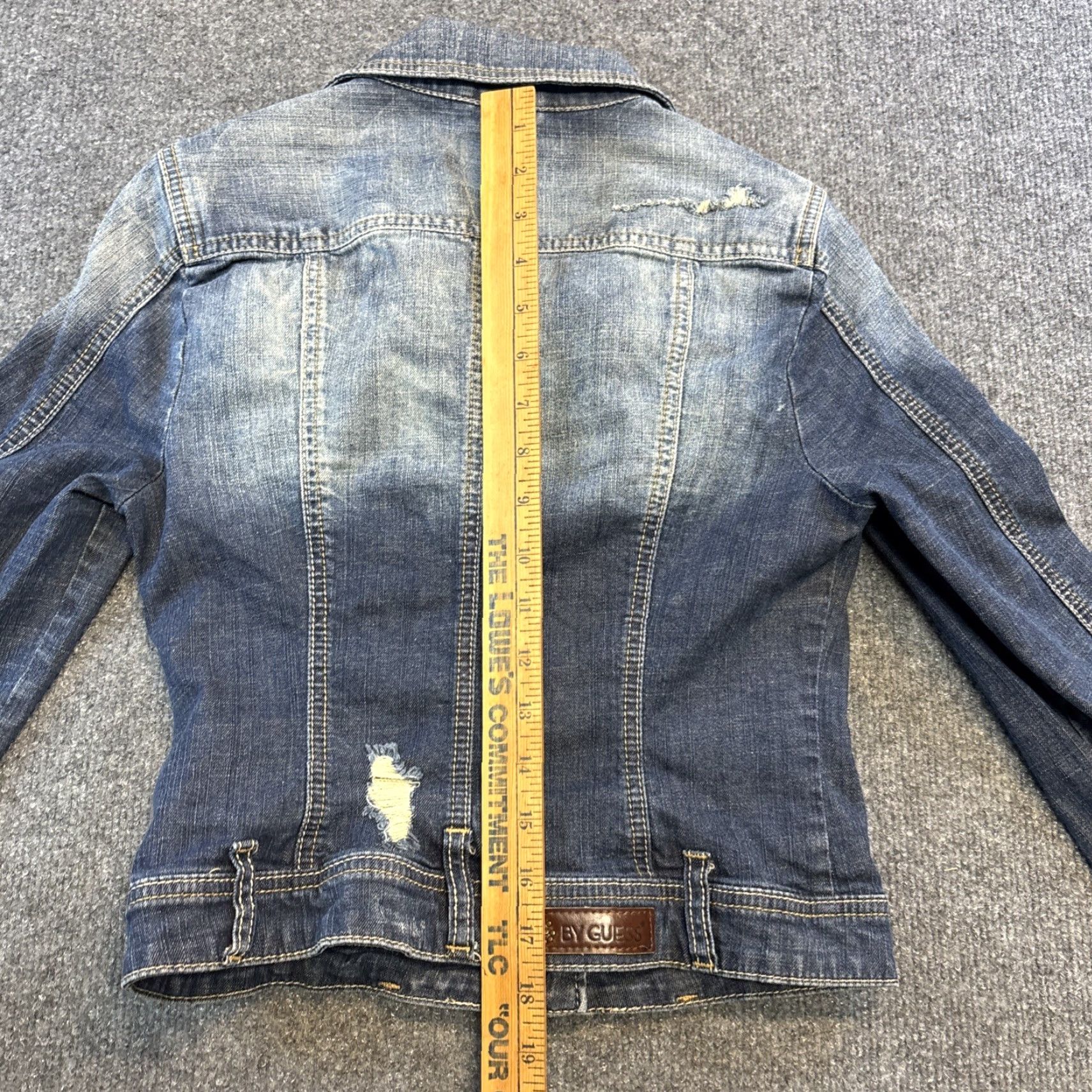Guess VINTAGE GUESS Cropped Jean Jacket Small S Women Distressed Denim 80’s 90’s Y2k Collared Button USA Denim Jacket Women Size 28" / US 6 / IT 42 - 7 Thumbnail