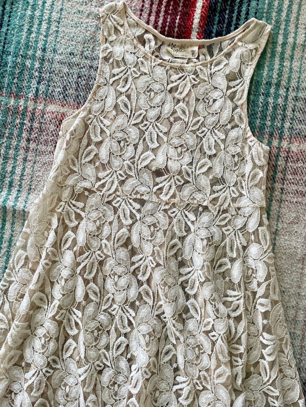 Free People Women's Free People Beige Floral Lace Mini Dress S Size S / US 4 / IT 40 - 2 Thumbnail