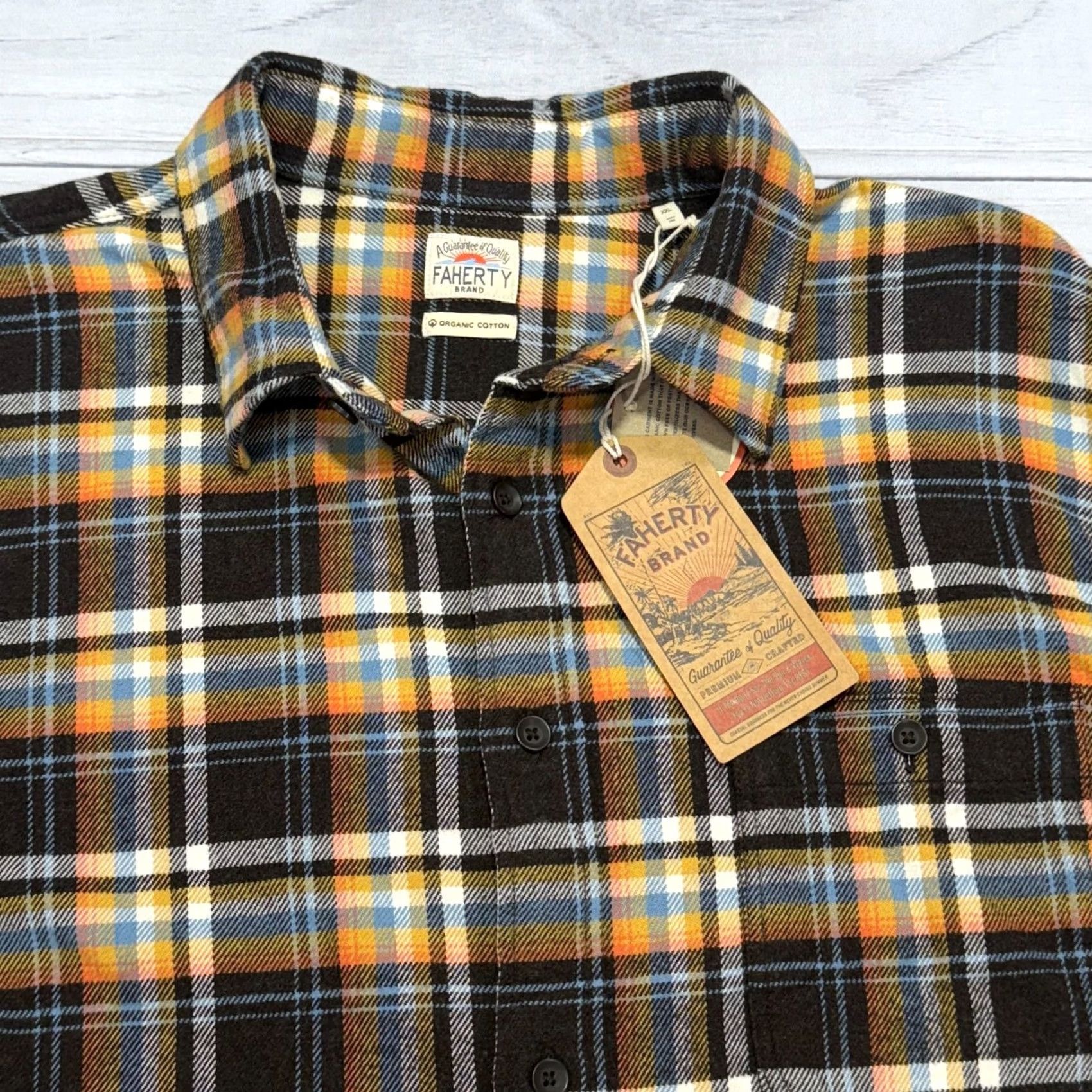 Faherty Faherty Flannel Shirt Mens 2XL Regular Button-Up Collared Plaid Cotton Organic Cotton NWT Multicolor Brushed Size US XXL / EU 58 / 5 - 2 Thumbnail