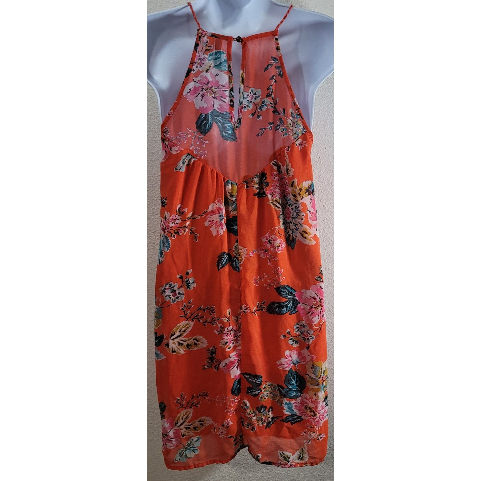 Other Speechless Orange Floral Babydoll Dress M Crochet Bodice Size M / US 6-8 / IT 42-44 - 3 Thumbnail