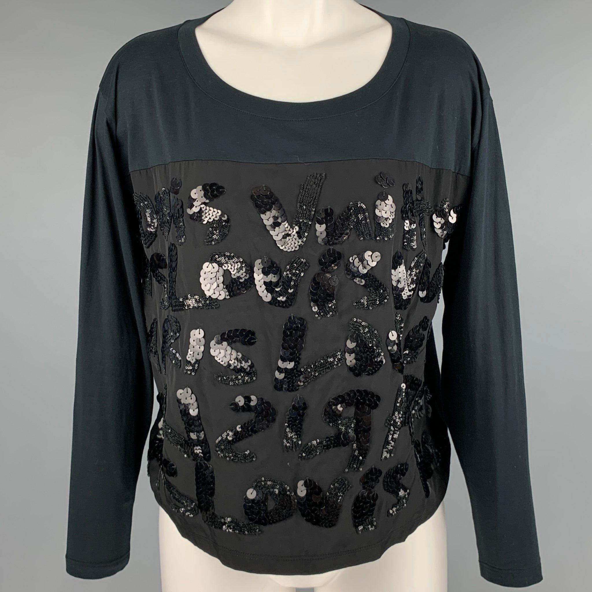 image of Louis Vuitton Black Sequined Long Sleeve Dress Top, Women's (Size XS)