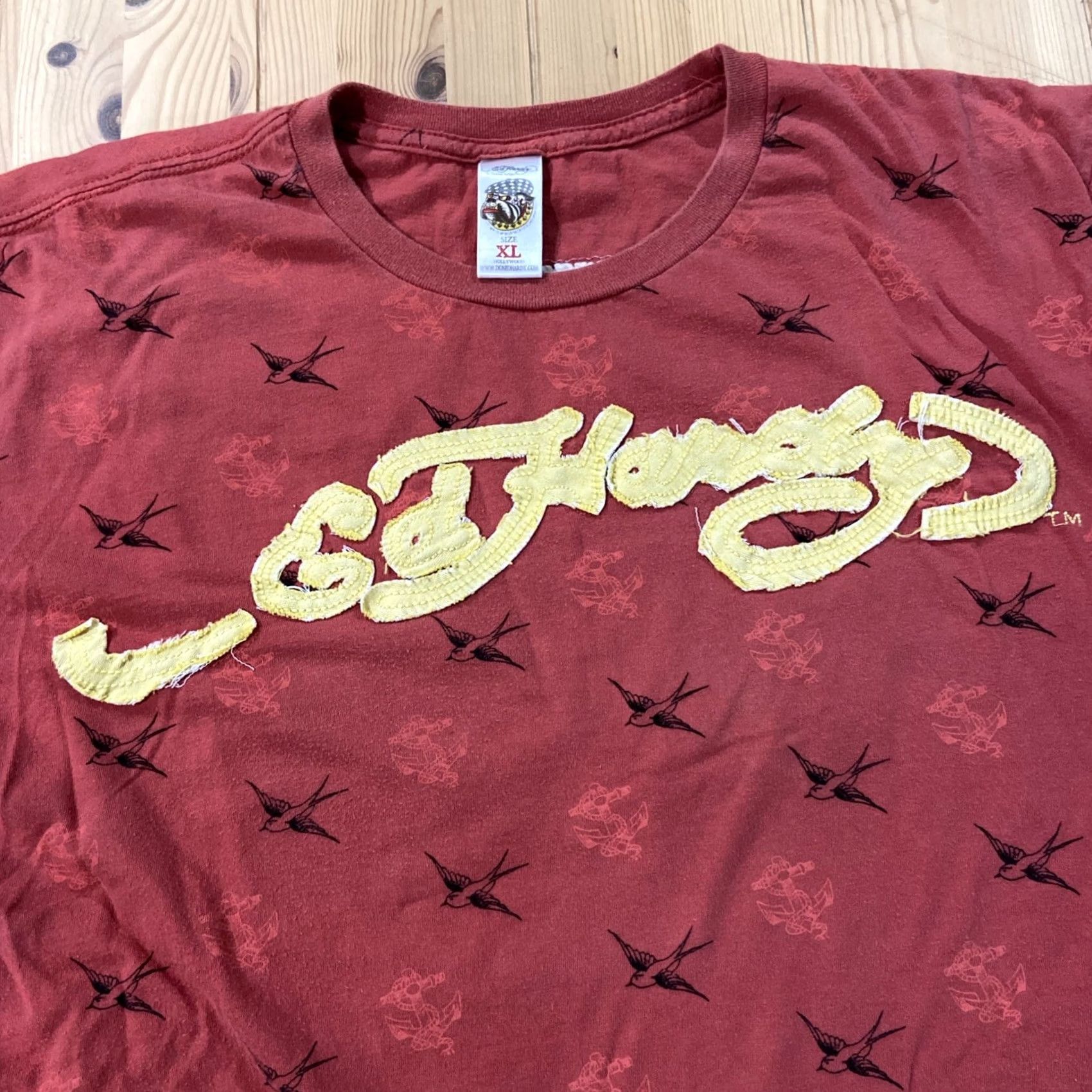 Ed Hardy ED HARDY Shirt XL Red Graphic Print Crew Neck T-Shirt Unisex Adults USA Birds Skulls AOP Size US XL / EU 56 / 4 - 4 Thumbnail