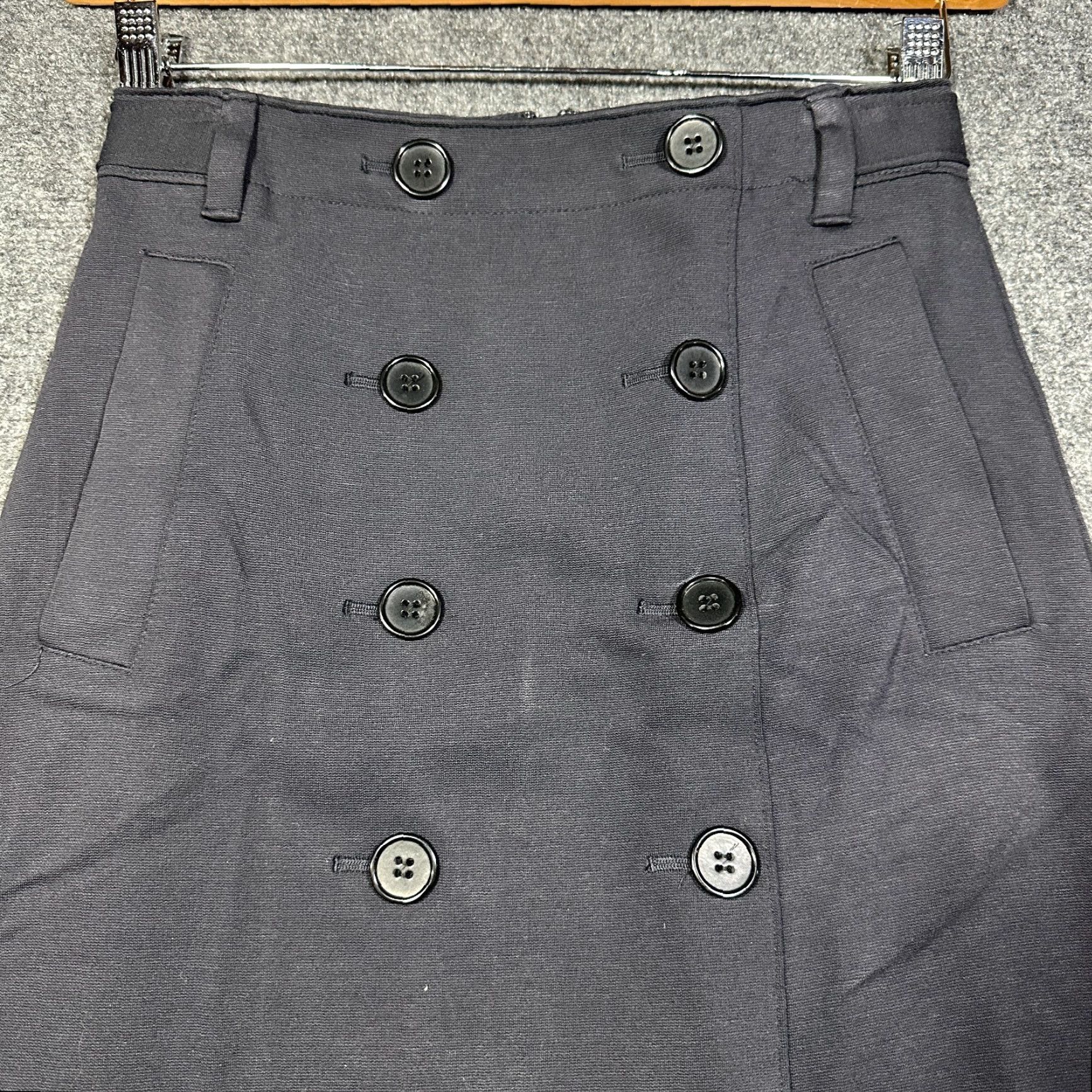 Ann Taylor Ann Taylor Skirt Womens 00 Navy Blue Stretch Knit Front Vent Back Zip Pencil VINTAGE? Size 24" / US 00 / IT 34 - 2 Thumbnail
