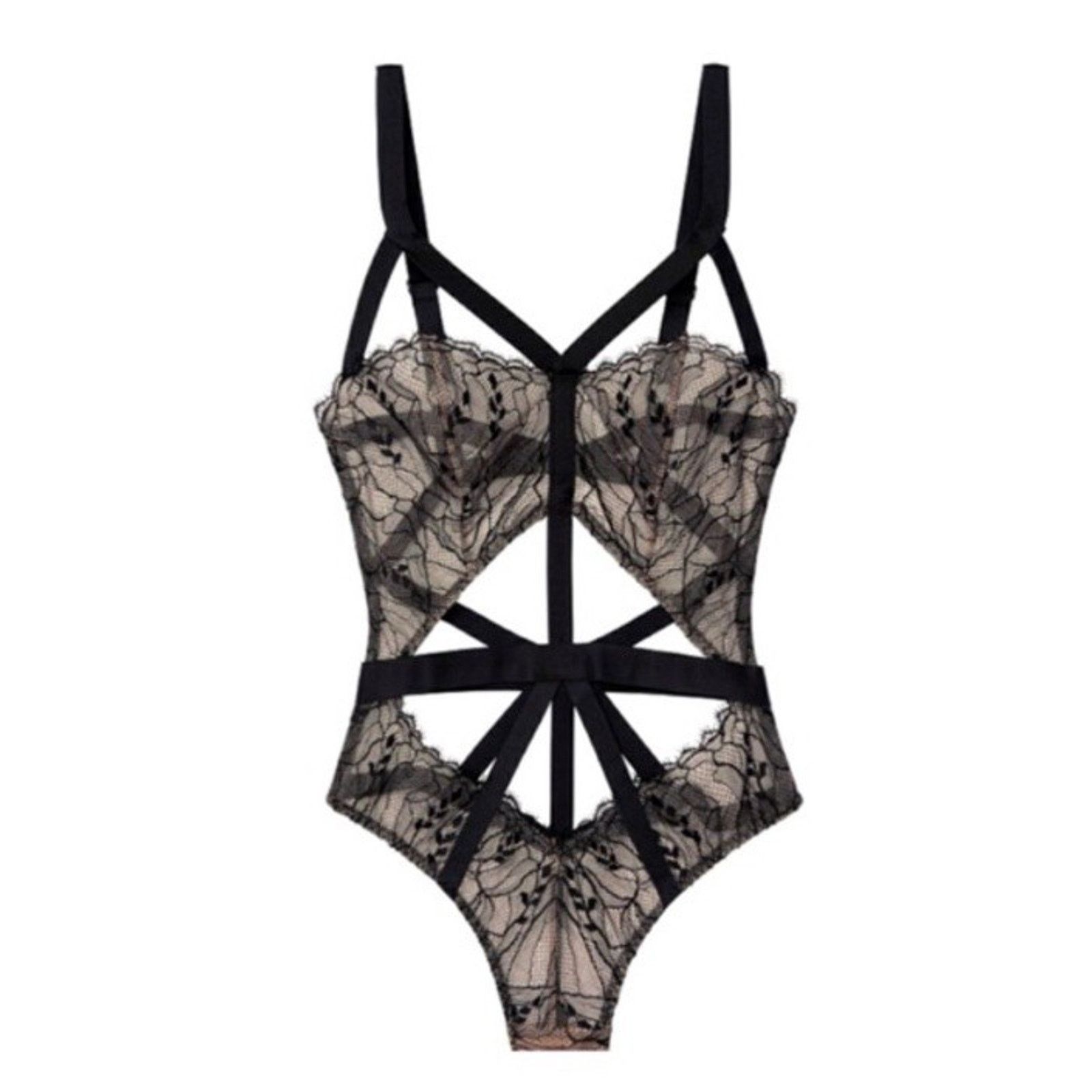 Victoria's Secret VICTORIA’S SECRET Strappy Bodysuit Chantilly Lace Teddy L Size ONE SIZE - 1 Thumbnail